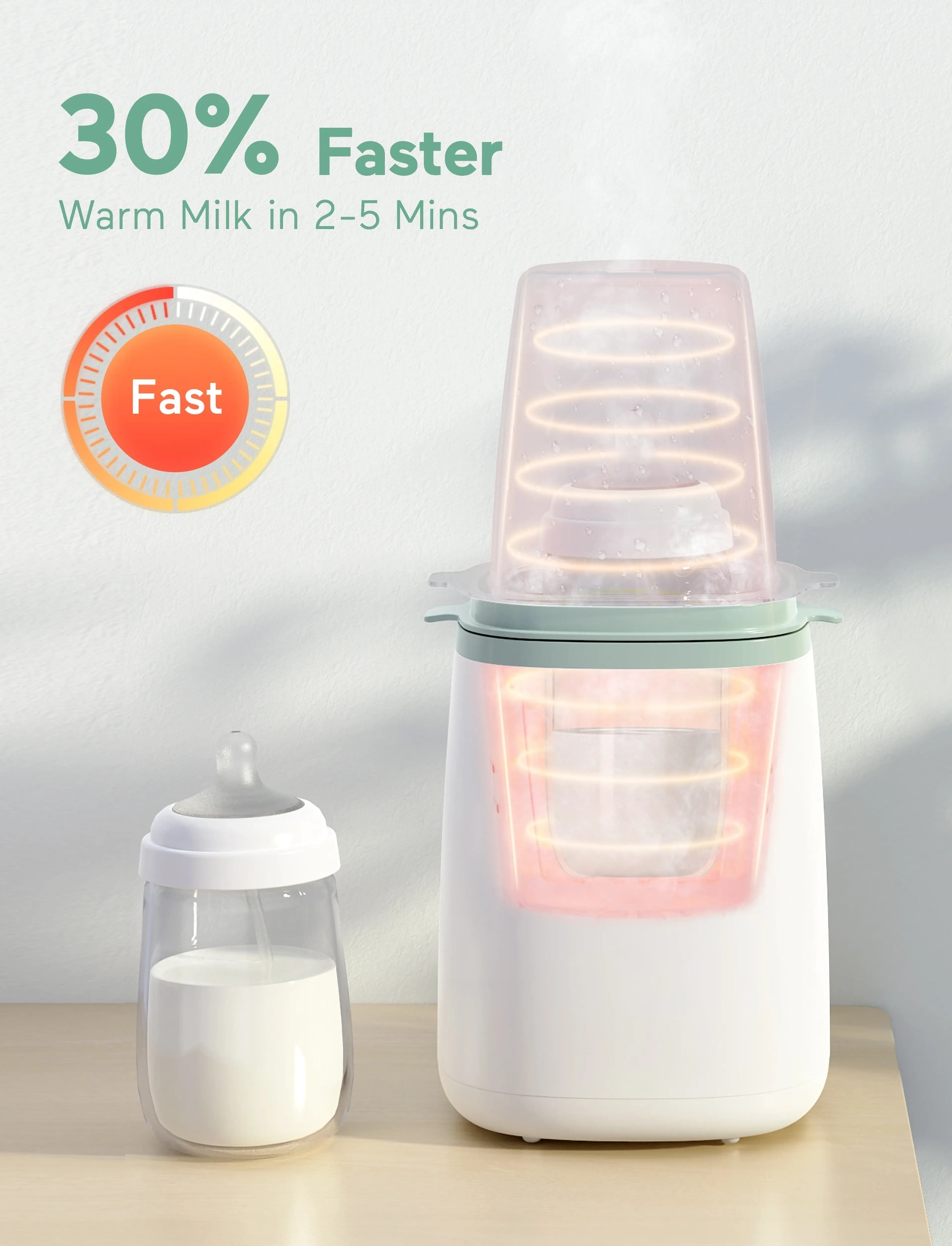 Momcozy - Momcozy  6-in-1 Fast Baby Bottle Warmer - spisetid - white - 3