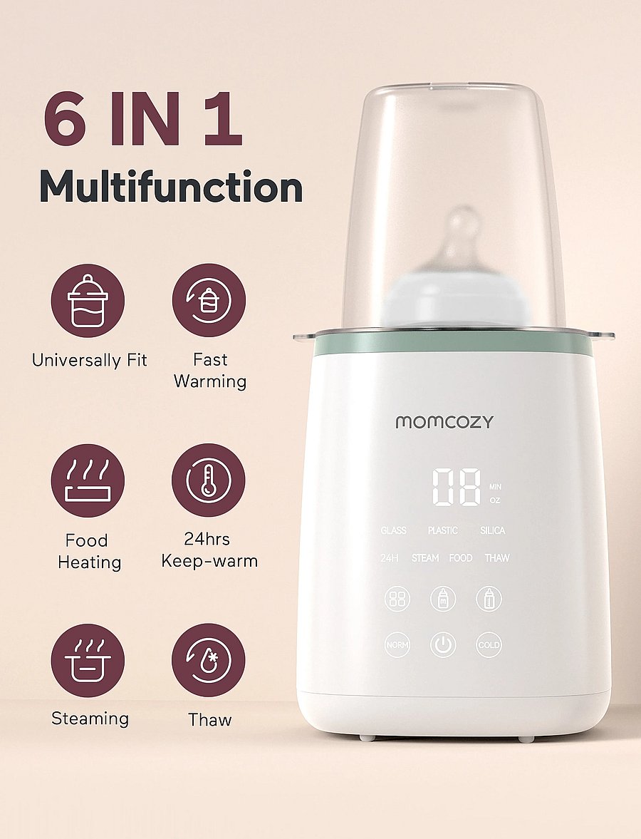 Momcozy - Momcozy 6-in-1 Fast Baby Bottle Warmer - spisetid - white - 4