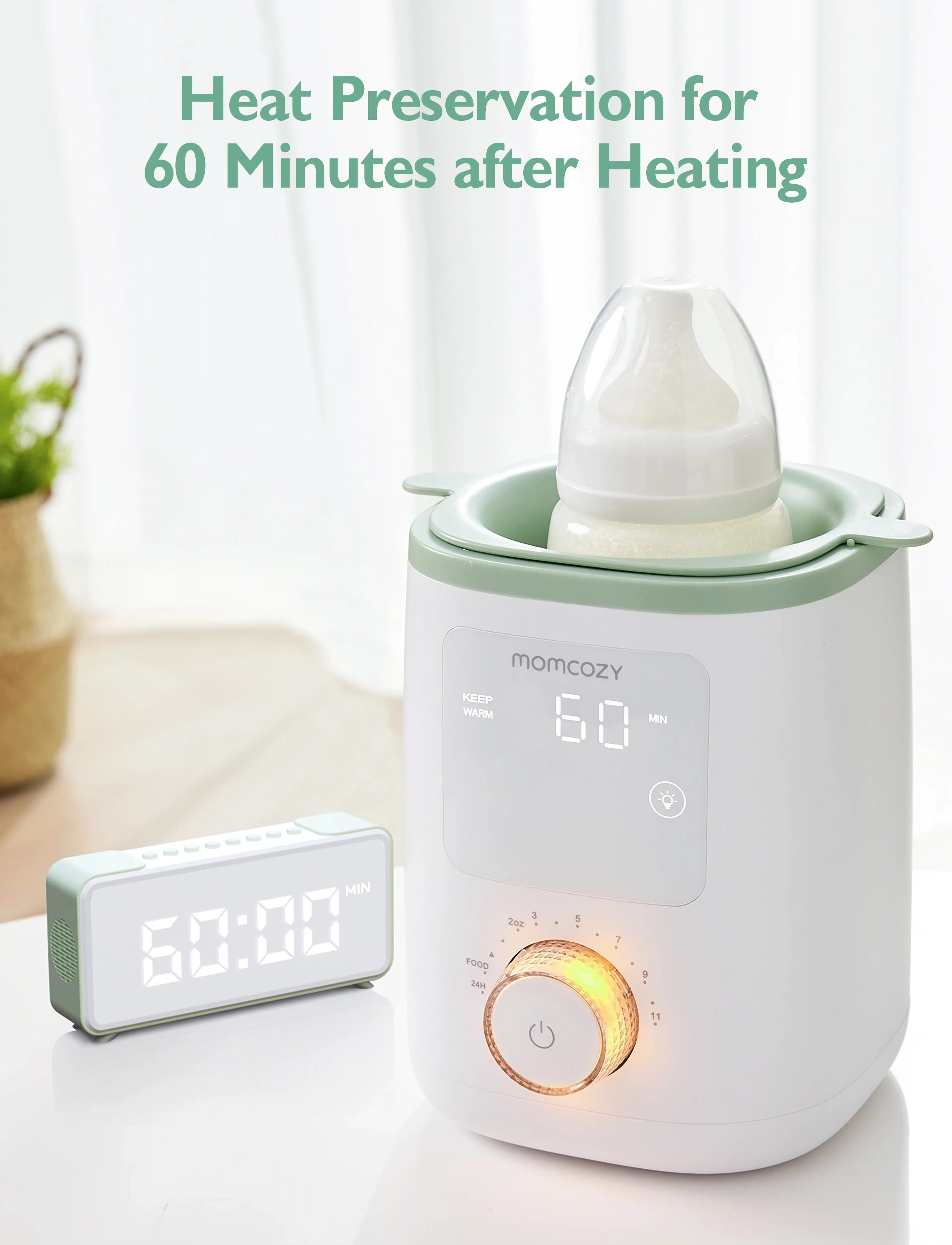 Momcozy Momcozy Nutri Smart Analog Baby Bottle Warmer, One Size, White, Fodring Af Babyer > Sterilisering Og Opvarmning, Børn