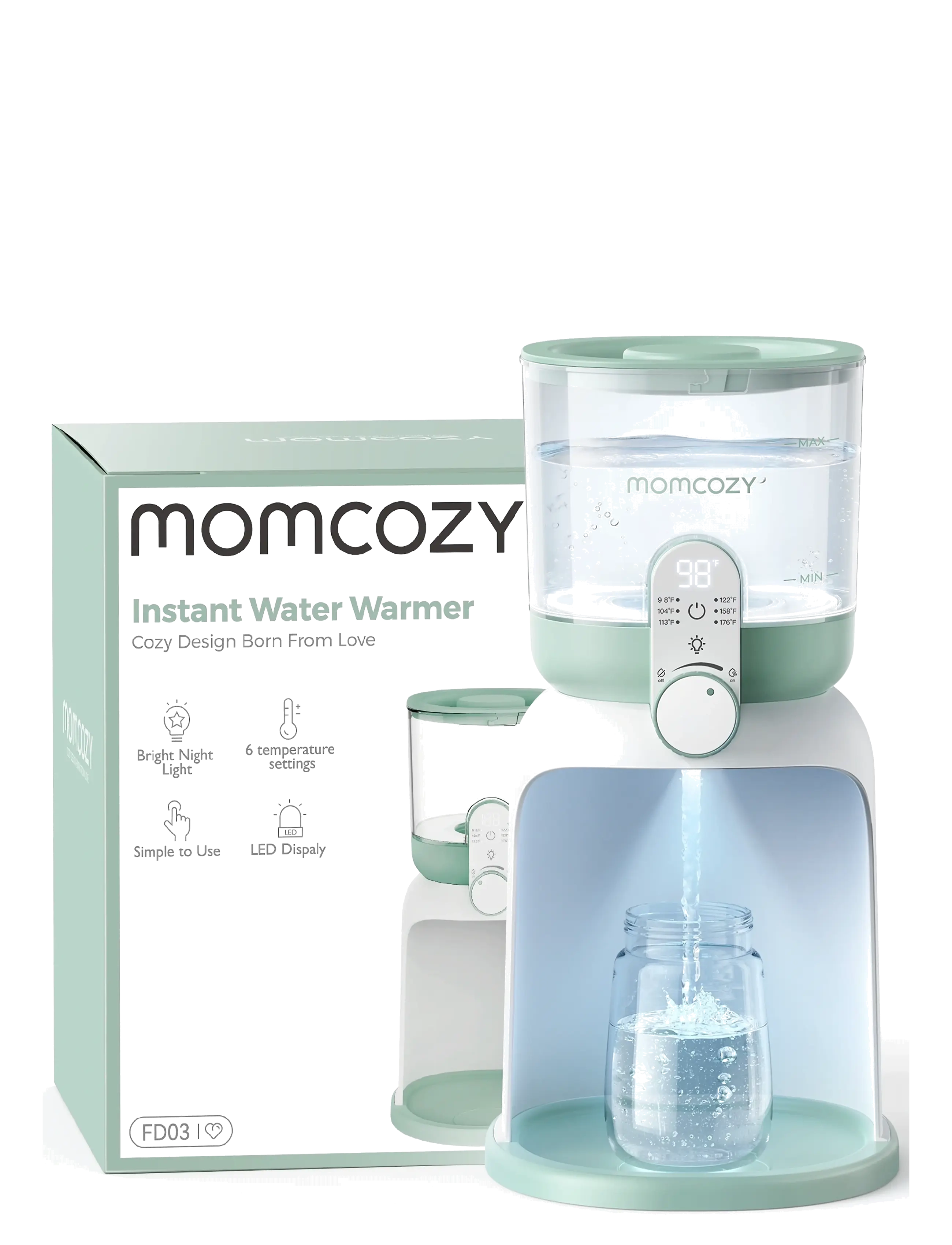 Momcozy - Momcozy  Dual Lights Water Warmer for Night Feedings Bottle Warmer - white - 2