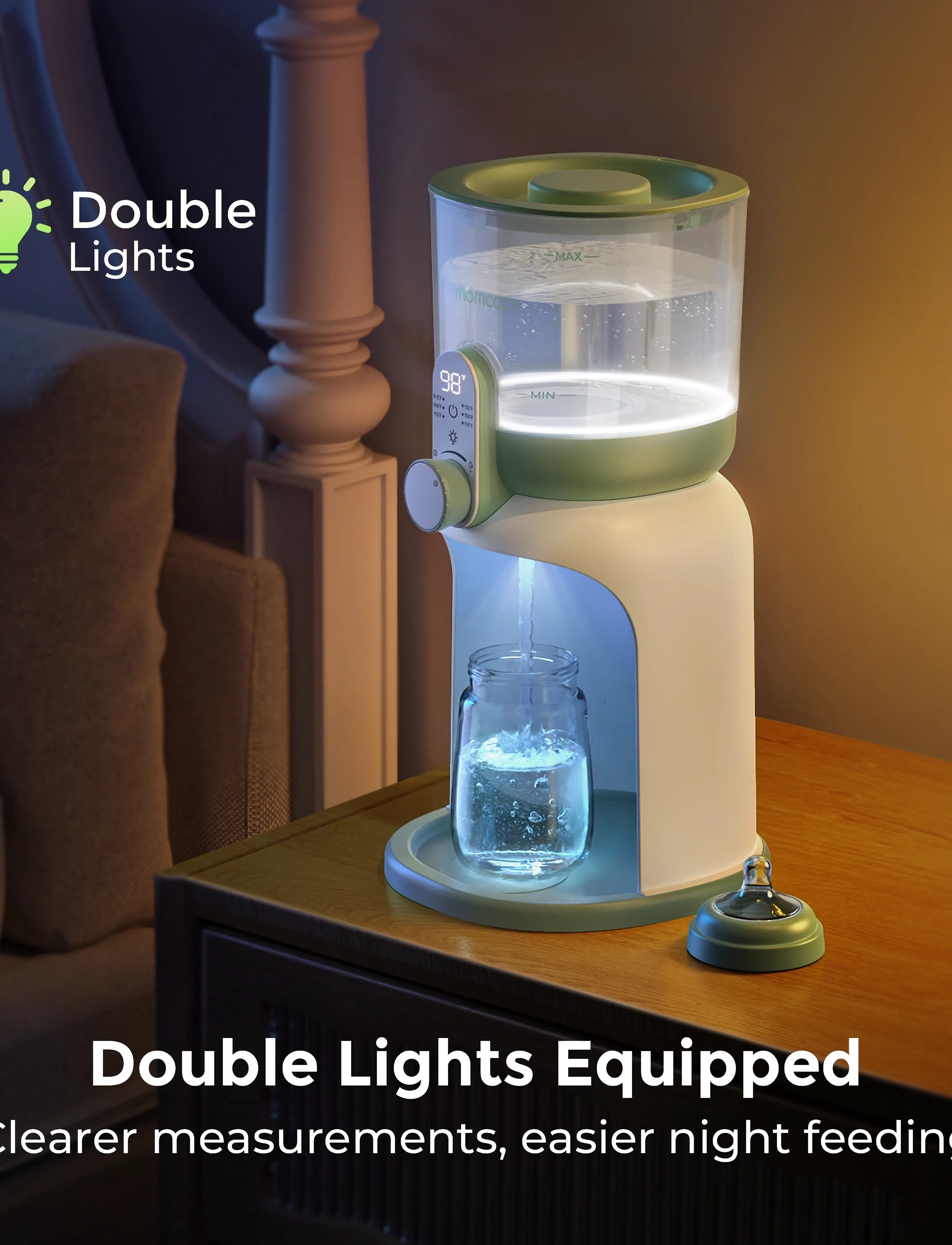 Momcozy - Momcozy  Dual Lights Water Warmer for Night Feedings Bottle Warmer - white - 3