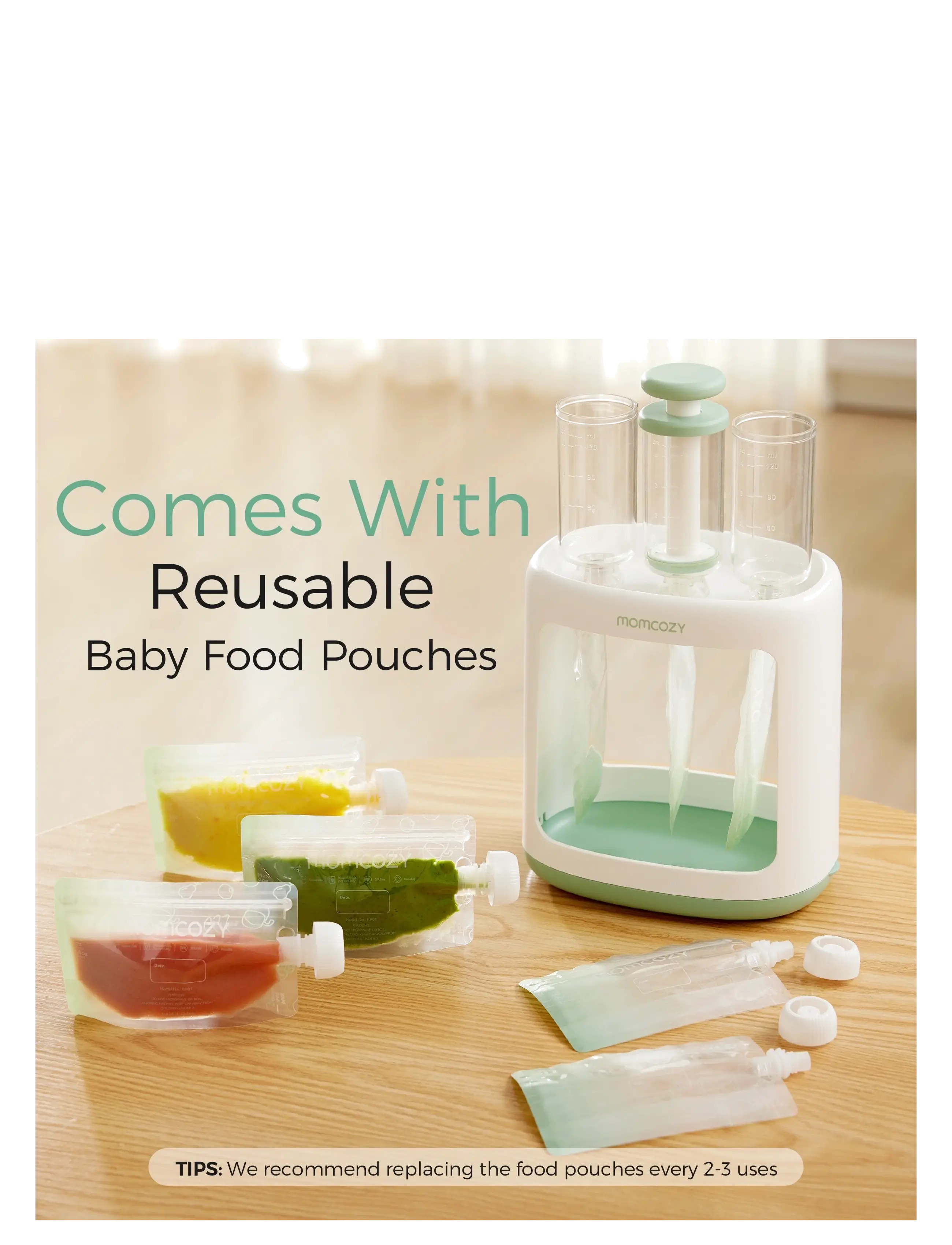 Momcozy - Momcozy  Baby Food Maker for Puree Baby Food Maker - kūdikių maisto konteineriai - white - 4