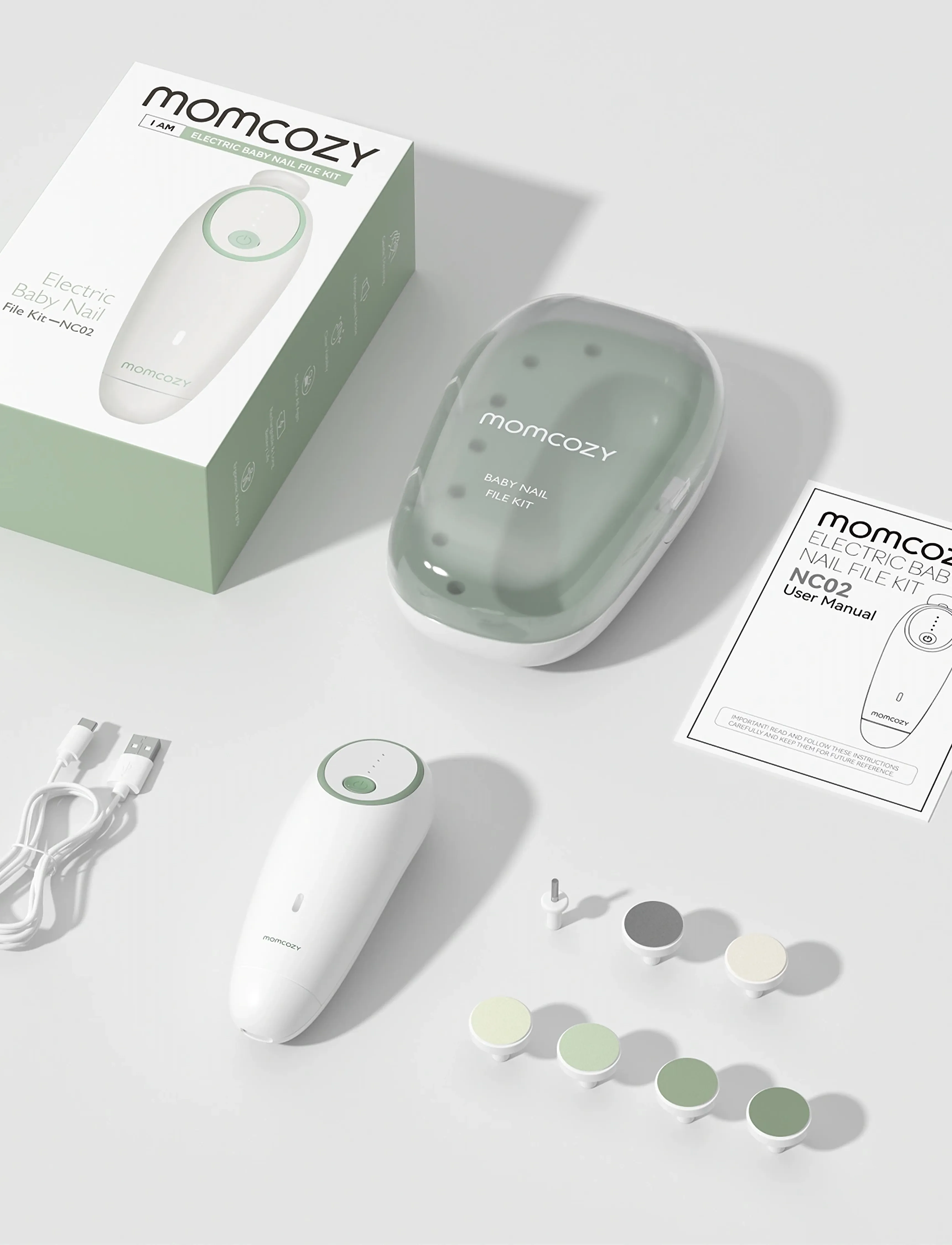 Momcozy Electric Baby Nail File Low Noise Grooming, Kinder, Elektrische Baby Nagelfeile, Weiß, Gr.ONE SIZE