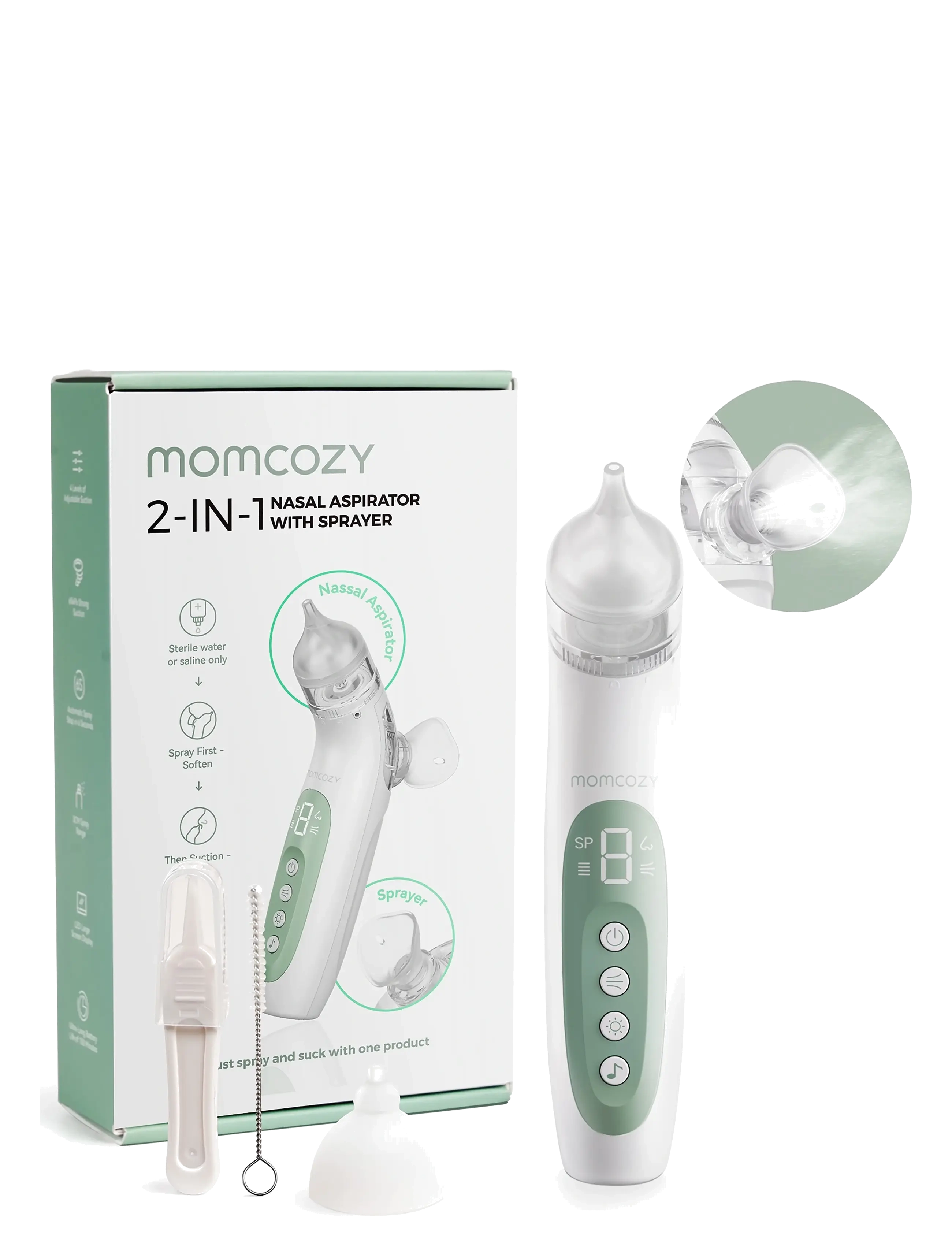 Momcozy - Momcozy  BreezyClear™ 2-in-1 Spray & Suction Electric Nasal Aspirator - thermomètre - white - 2