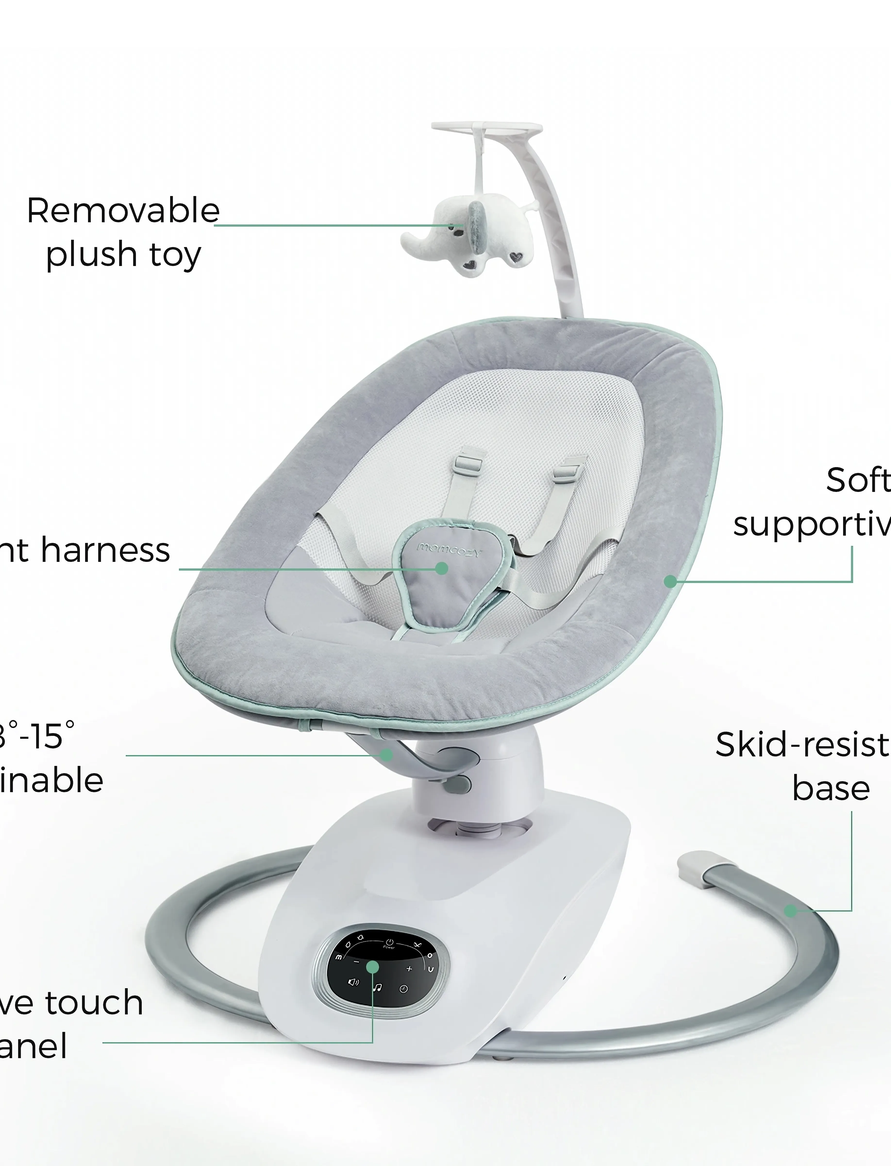 Momcozy Cocosway 3D-Motion Electric Baby Swing, One Size, & Mutterschaft, Grau - Bouncers Swings, Kinder