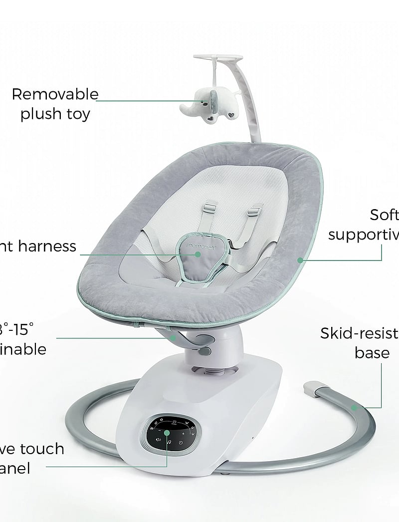 Momcozy - Momcozy CocoSway 3D-Motion Electric Baby Swing - babywippen & babyschaukeln - grey - 0