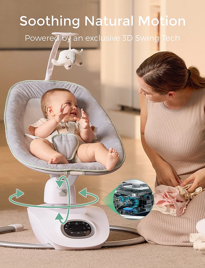 Momcozy - Momcozy CocoSway 3D-Motion Electric Baby Swing - babywippen & babyschaukeln - grey - 5