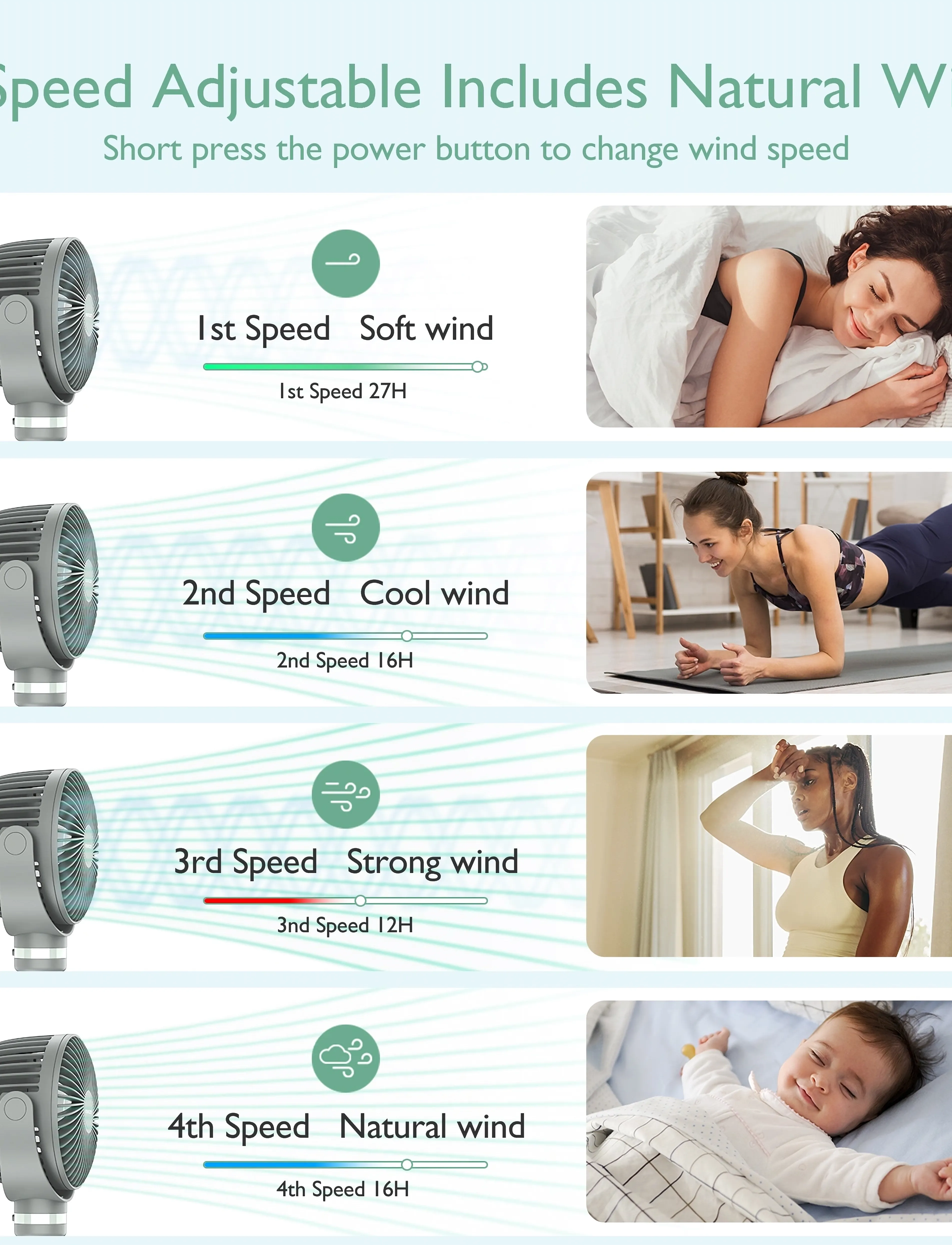 Momcozy - Momcozy  Portable Stroller Fans Green - green - 3