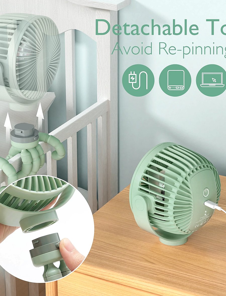 Momcozy - Momcozy Portable Stroller Fans Green - green - 4