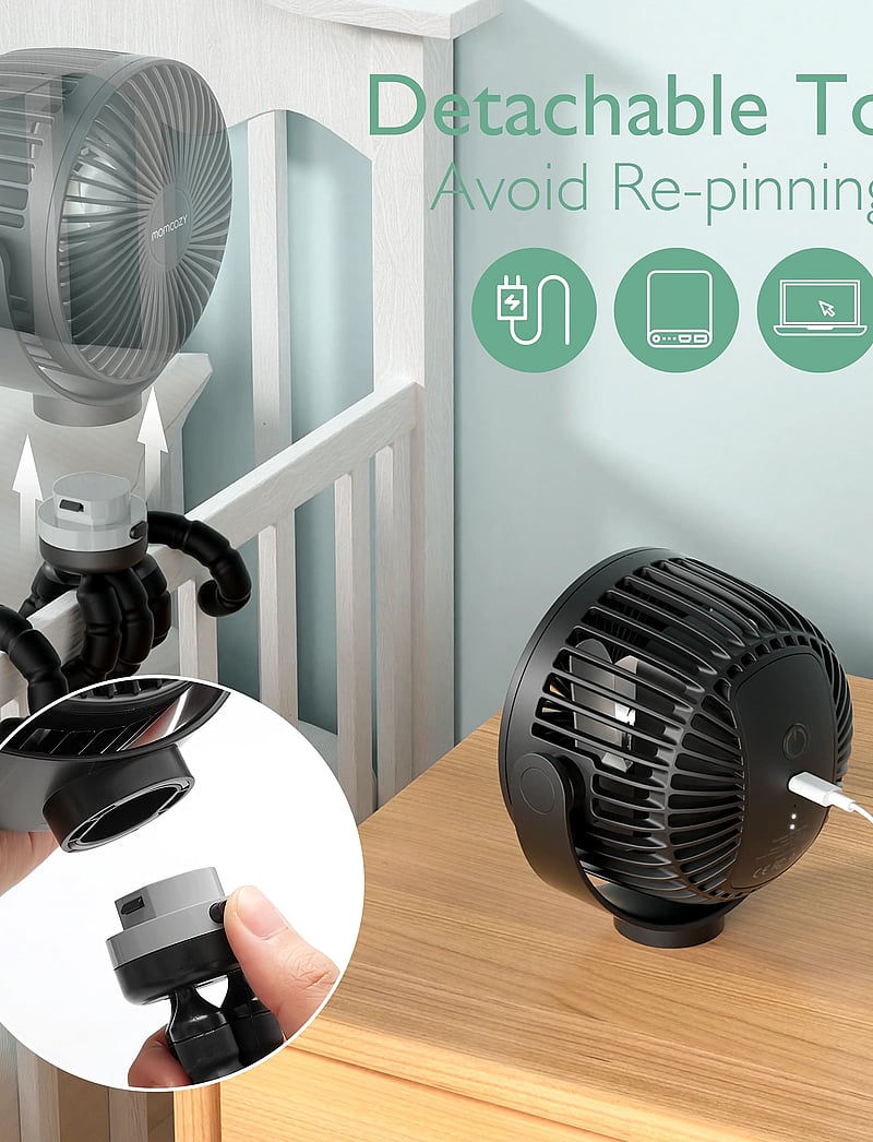 Momcozy - Momcozy Portable Stroller Fans Black - black - 5