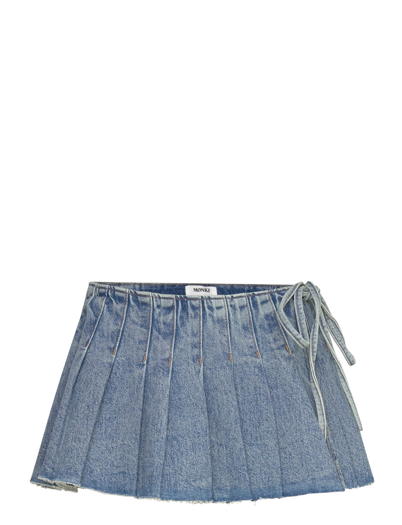 Monki Pleated Mini Denim Wrap Skirt - Blue - 44