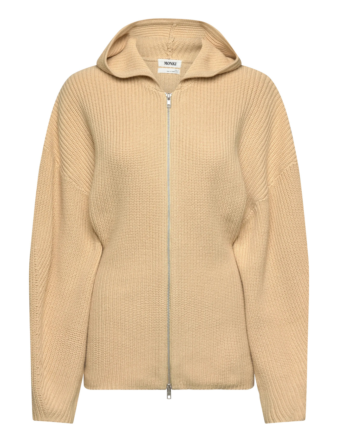 Monki Long Knitted Zip Hoodie - Cream - XXS 2