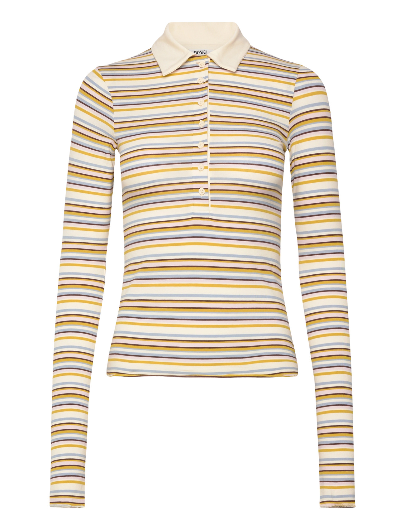 Monki Long-Sleeved Fitted Polo Shirt - - S 1