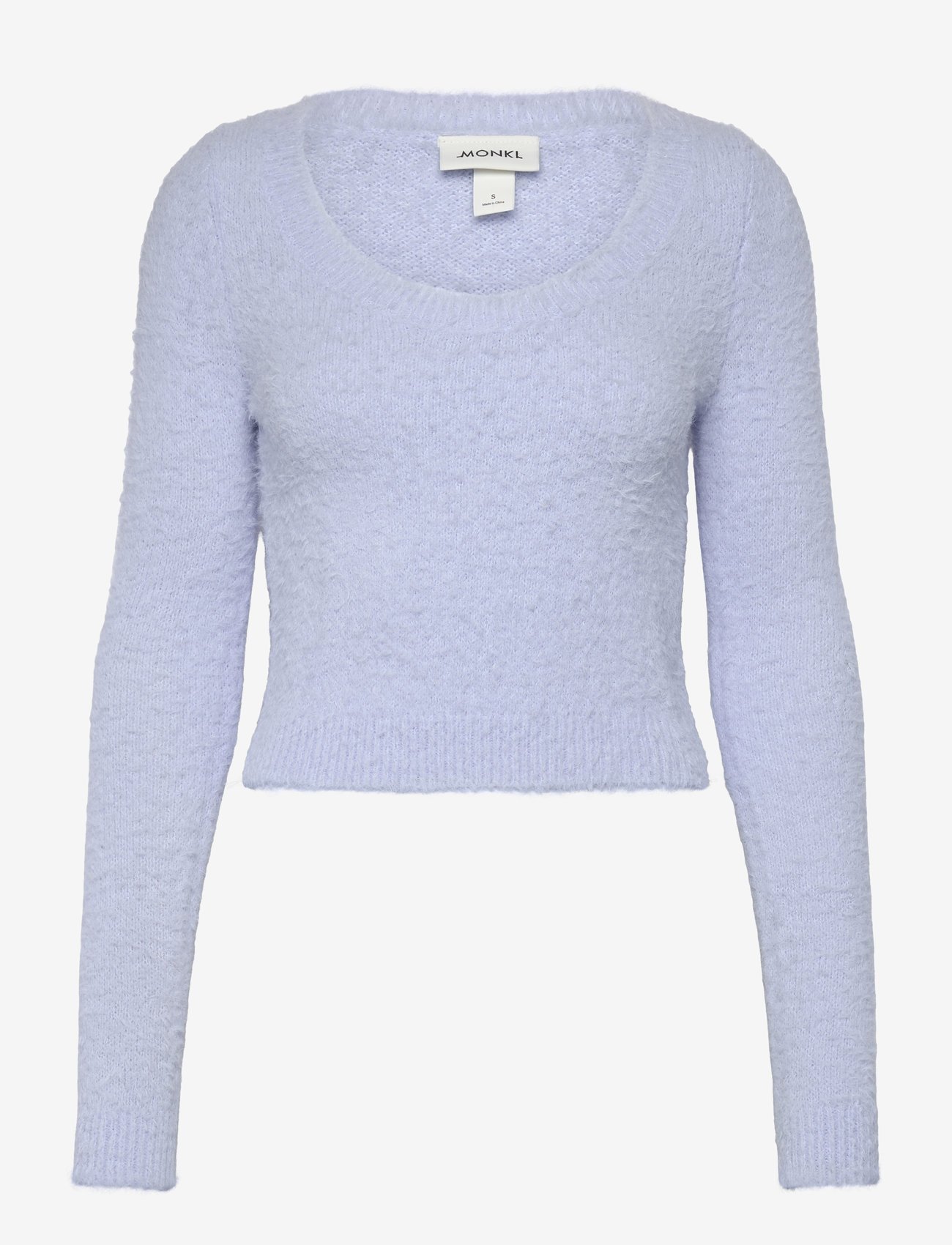 Monki - Fluffy knitted boat neck sweater - stickade tröjor - light blue - 0