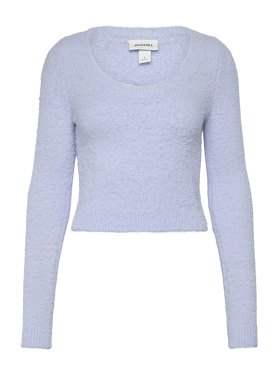 Monki - Fluffy knitted boat neck sweater - striktrøjer - light blue - 0
