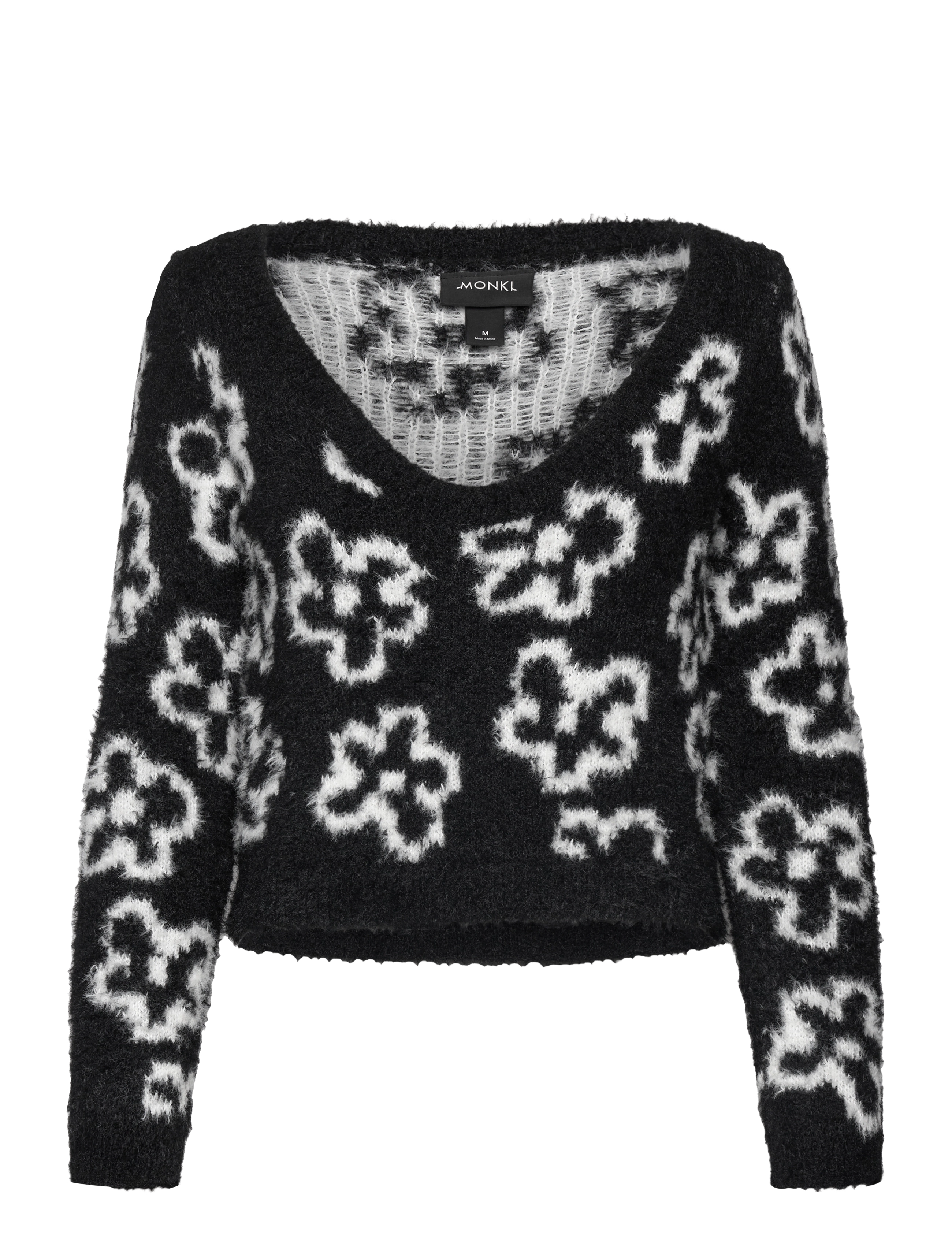 Monki Fluffy Knitted Boat Neck Sweater, S, Knitwear, Schwarz - Jumpers, Frauen