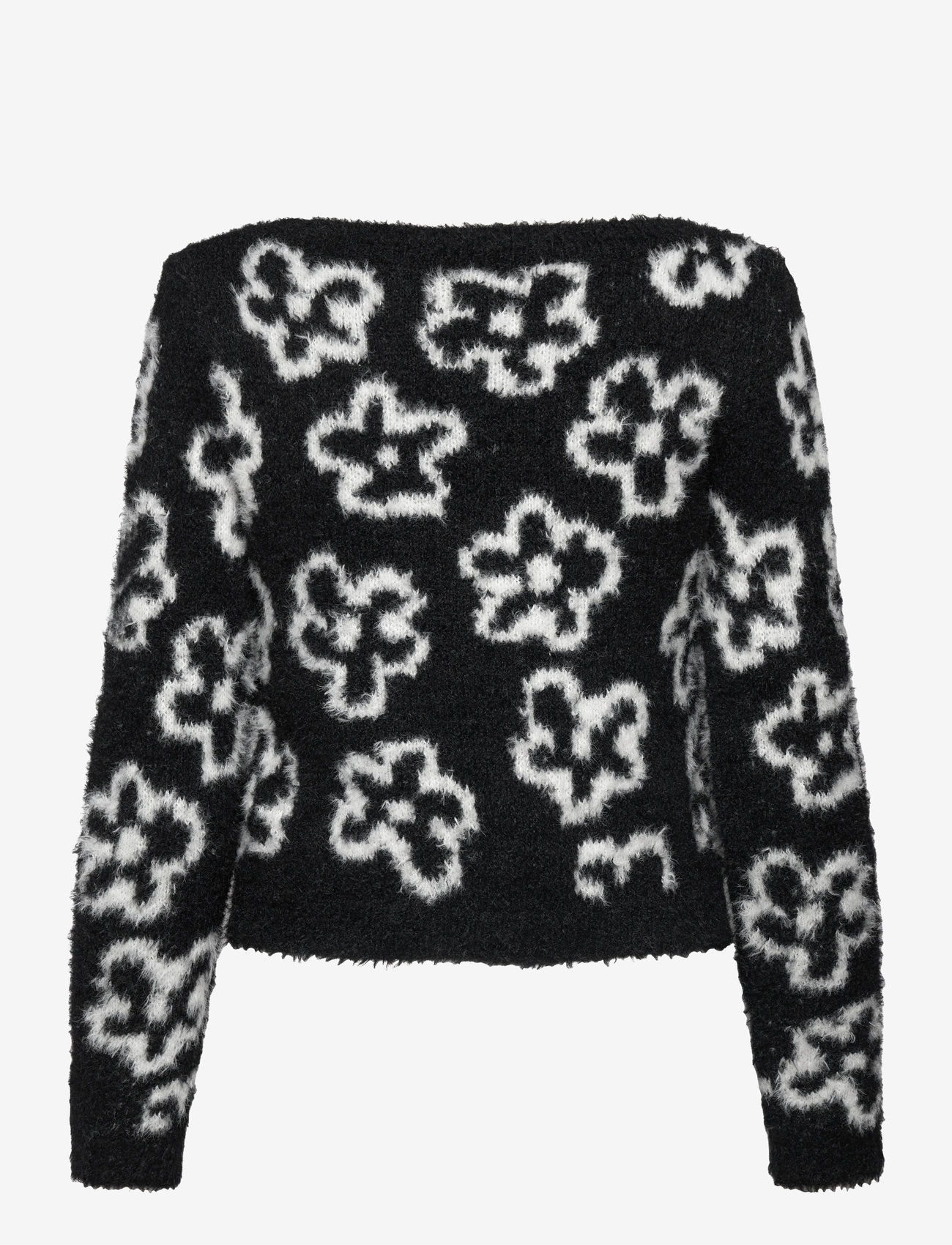 Monki - Fluffy knitted boat neck sweater - striktrøjer - scribble flowers - 1