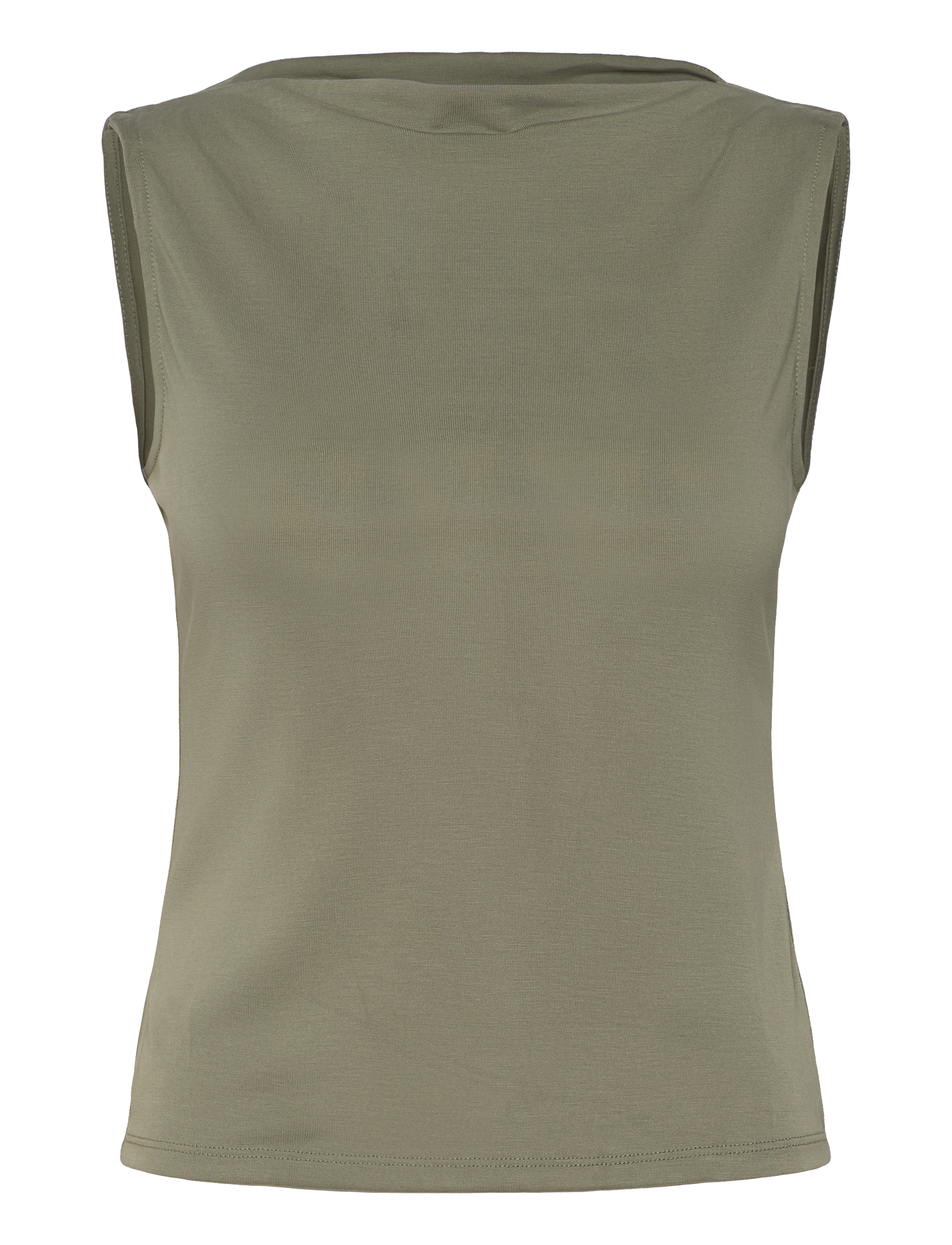 Monki Super soft sleeveless boatneck top - Tøj - KHAKI GREEN MEDIUM DUSTY / green