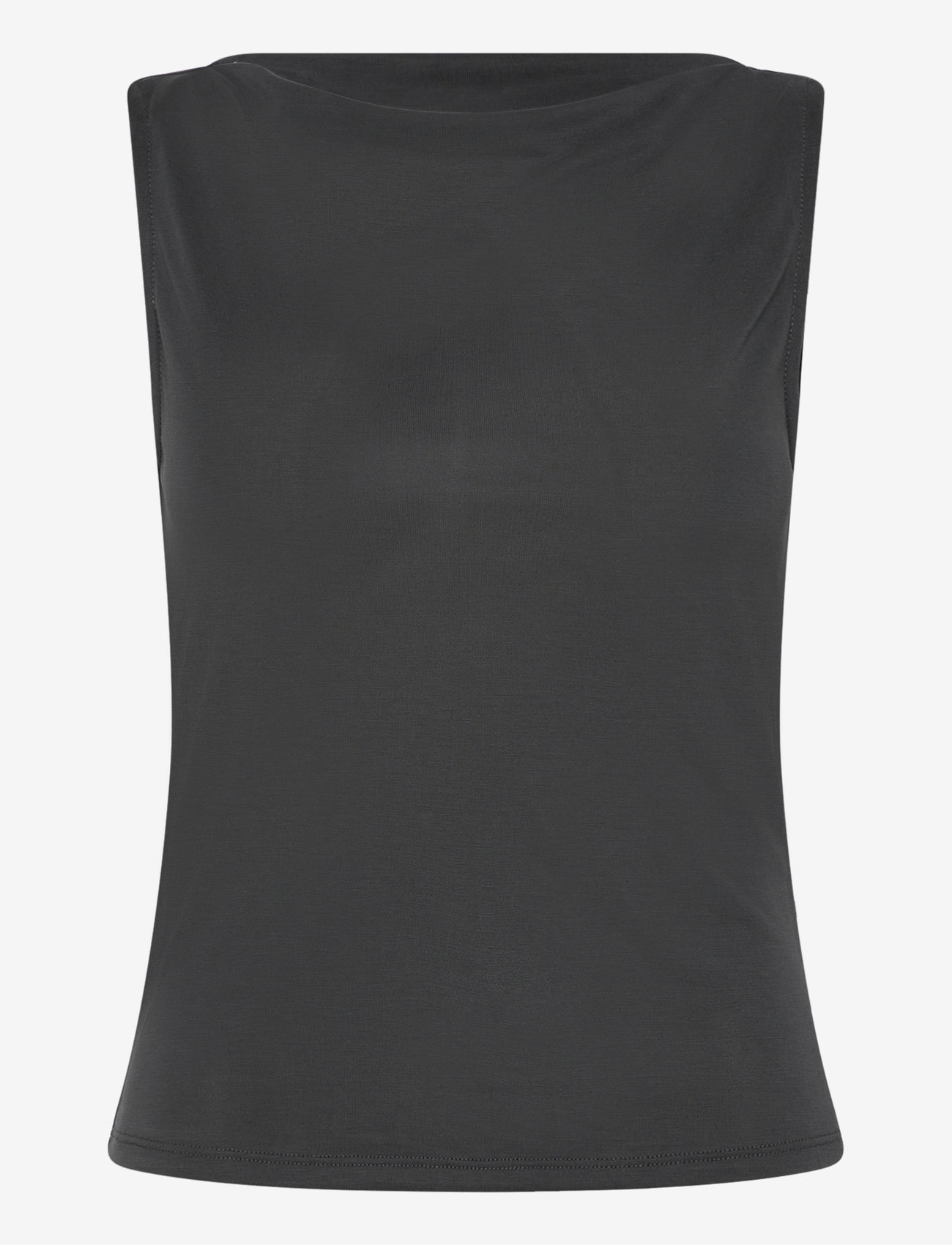 Monki - Super soft sleeveless boatneck top - linnen - black dark - 0