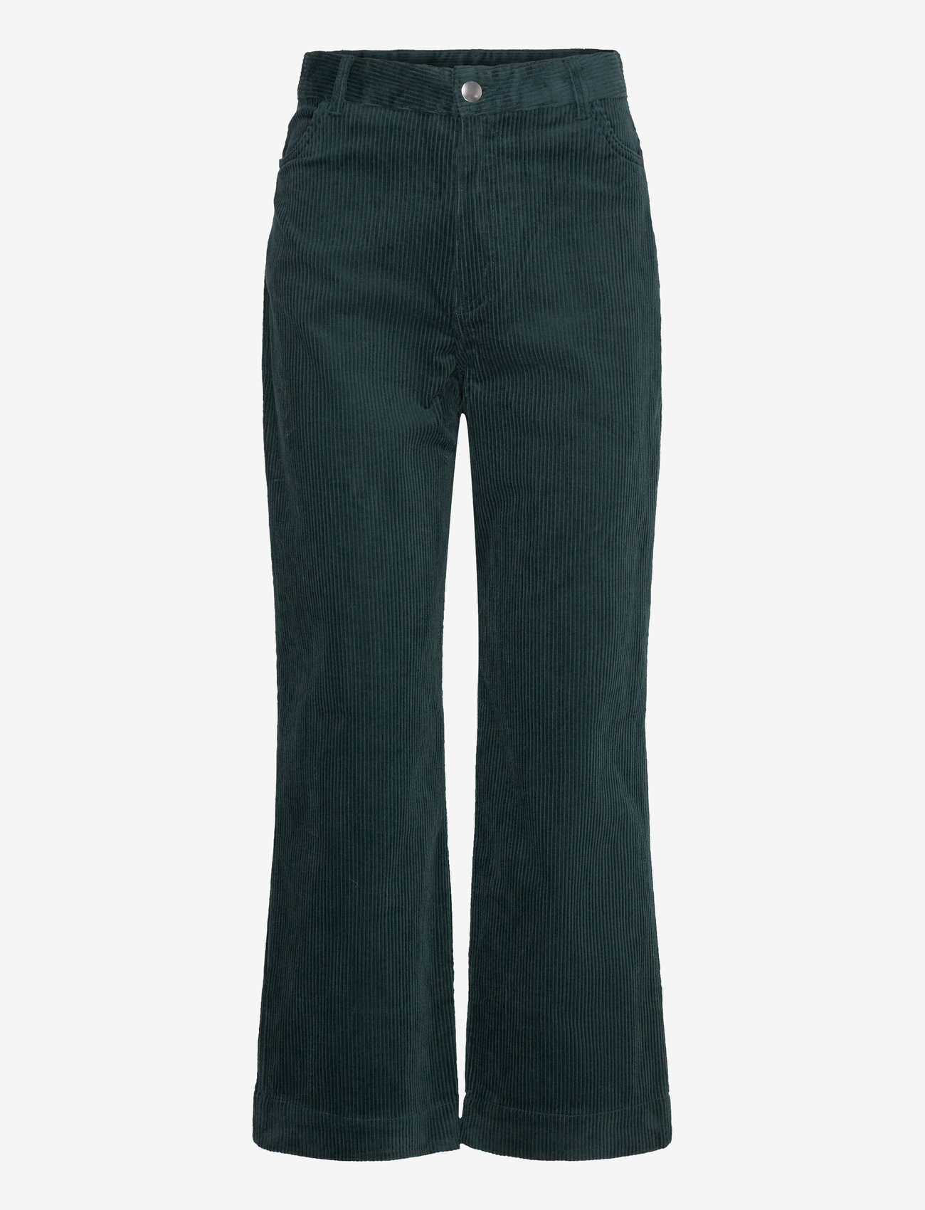 Monki - Regular waist straight leg corduroy trousers - bukser med lige ben - dark green - 0