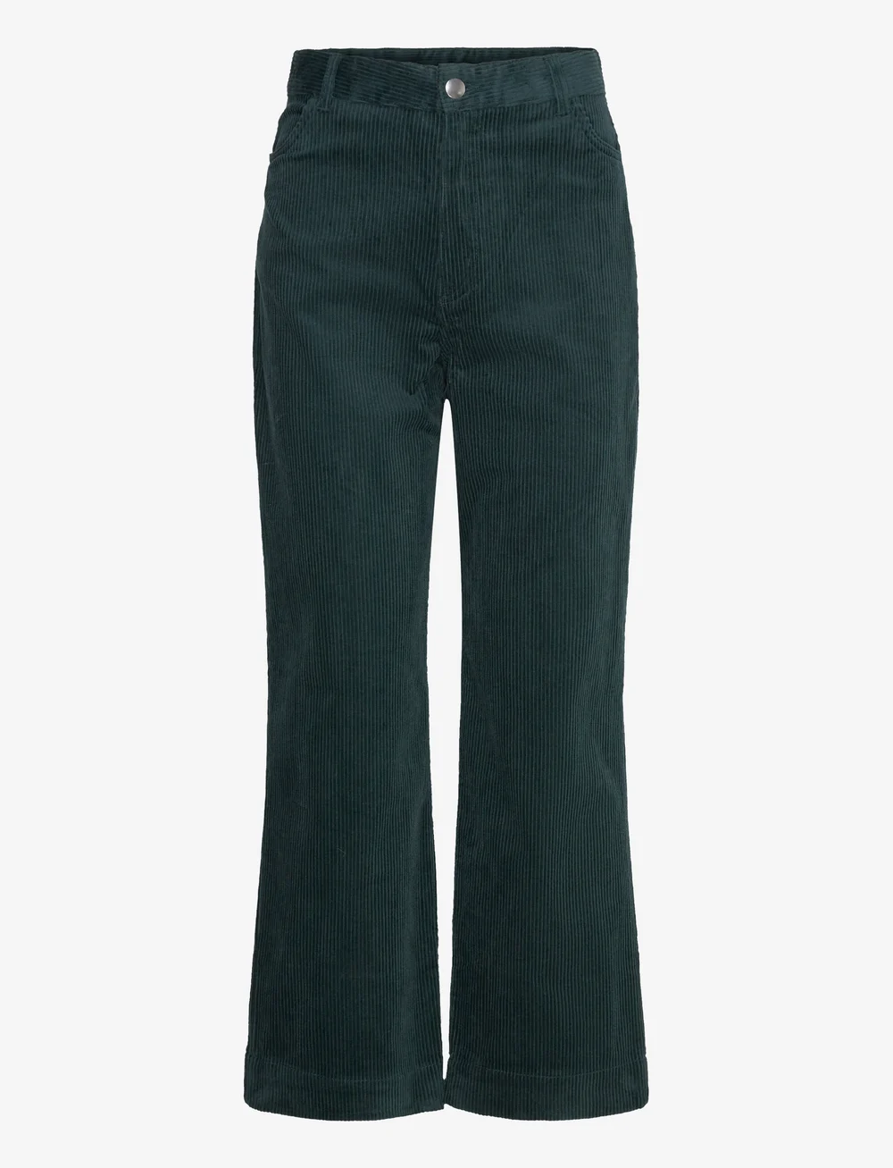 Monki - Regular waist straight leg corduroy trousers - bukser med lige ben - dark green - 0
