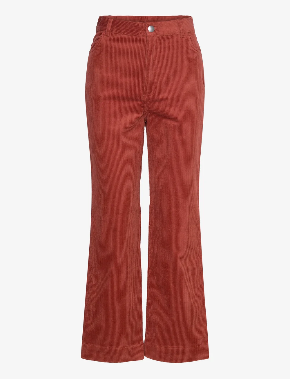 Monki - Regular waist straight leg corduroy trousers - bukser med lige ben - dark orange - 0