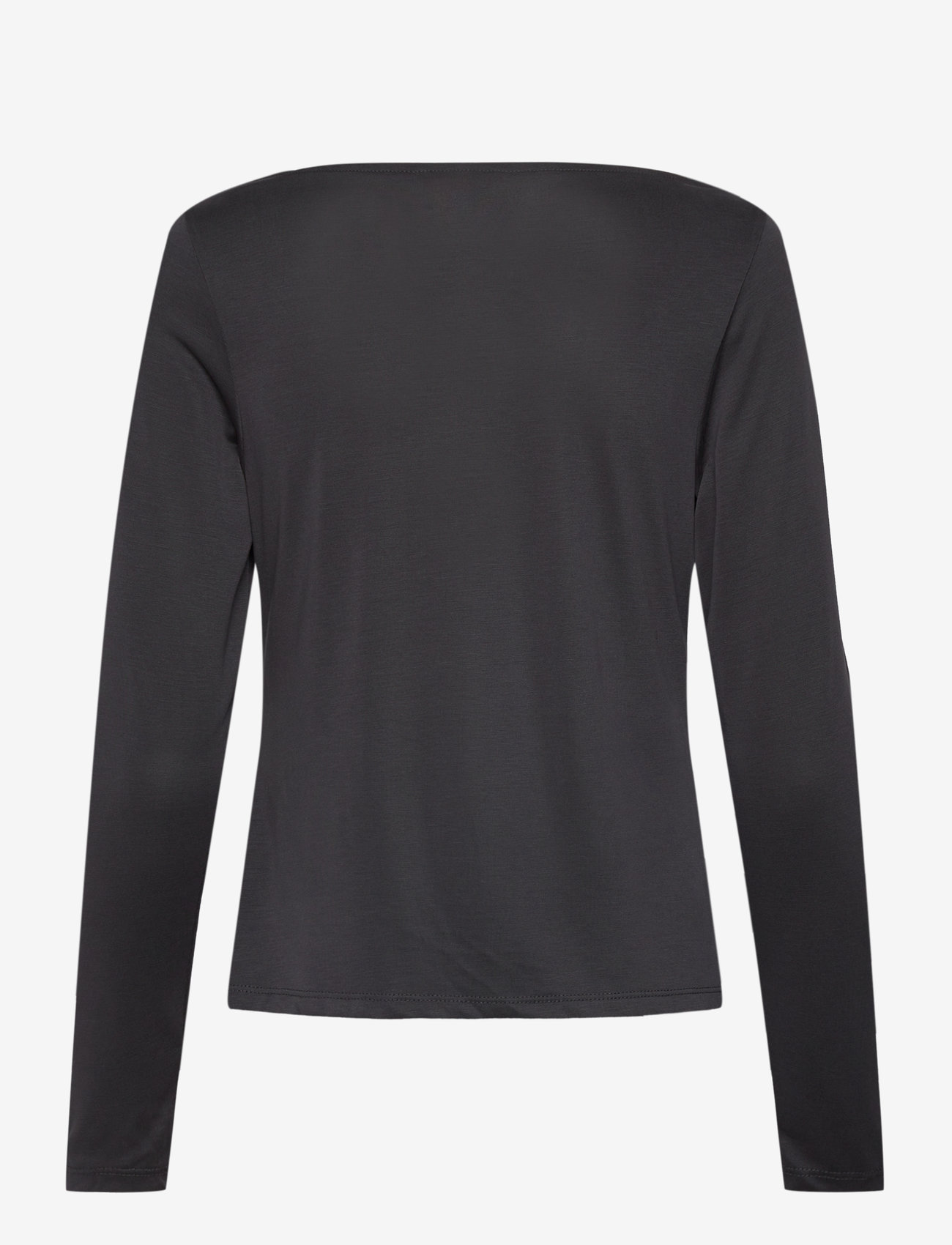 Monki - Long sleeved ruched boat neck top - långärmade toppar - black - 1