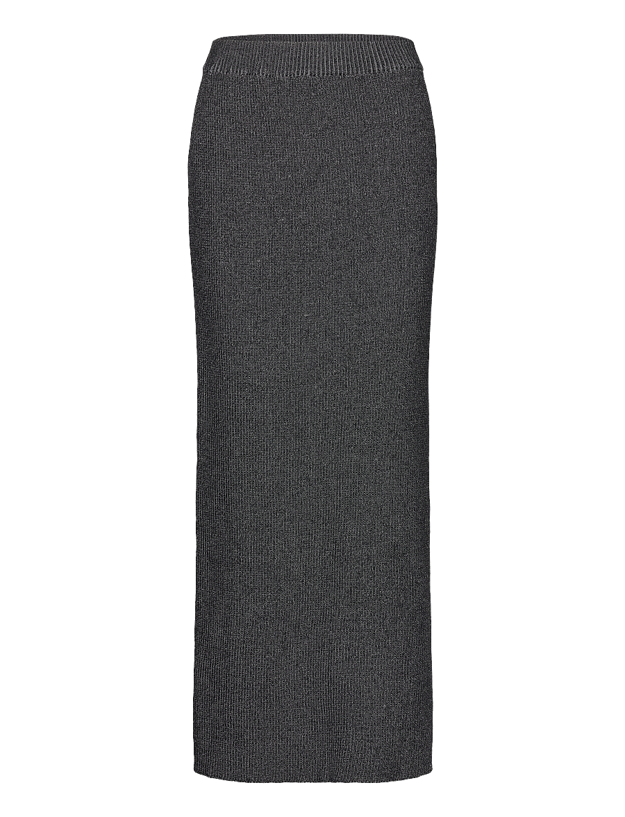 Monki - Rib knit maxi skirt - stickade kjolar - black - 0