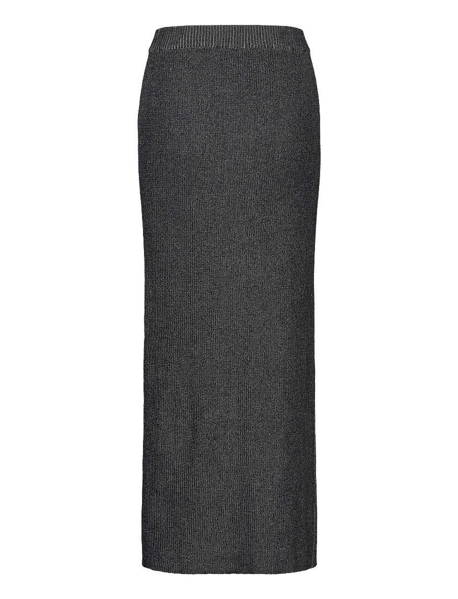 Monki - Rib knit maxi skirt - stickade kjolar - black - 1