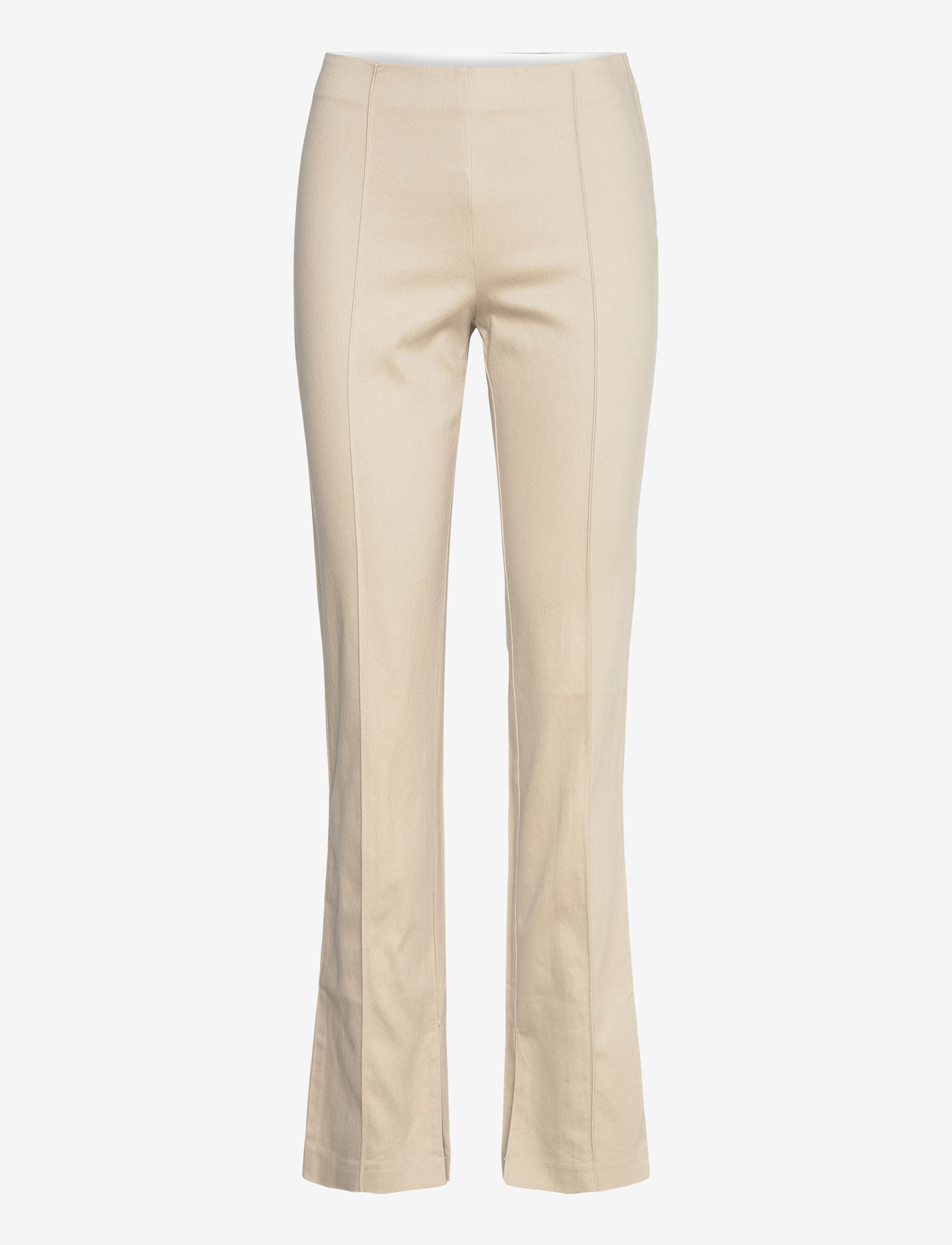 Monki - Regular waist press crease trousers - slim fit-byxor - dusty beige - 0