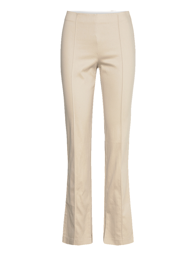 Monki - Regular waist press crease trousers - slim fit-byxor - dusty beige - 0