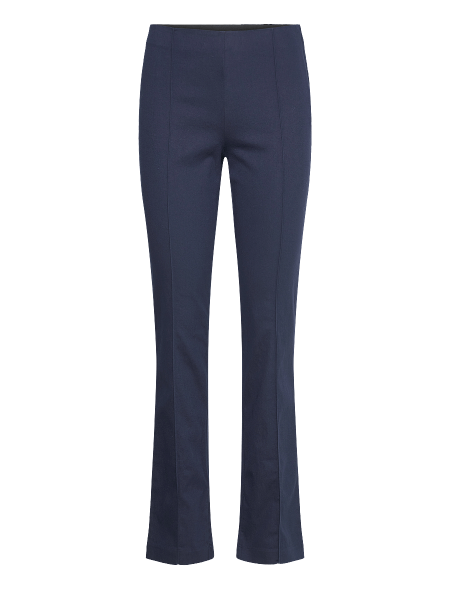 Monki - Regular waist press crease trousers - kitsad püksid - navy - 0