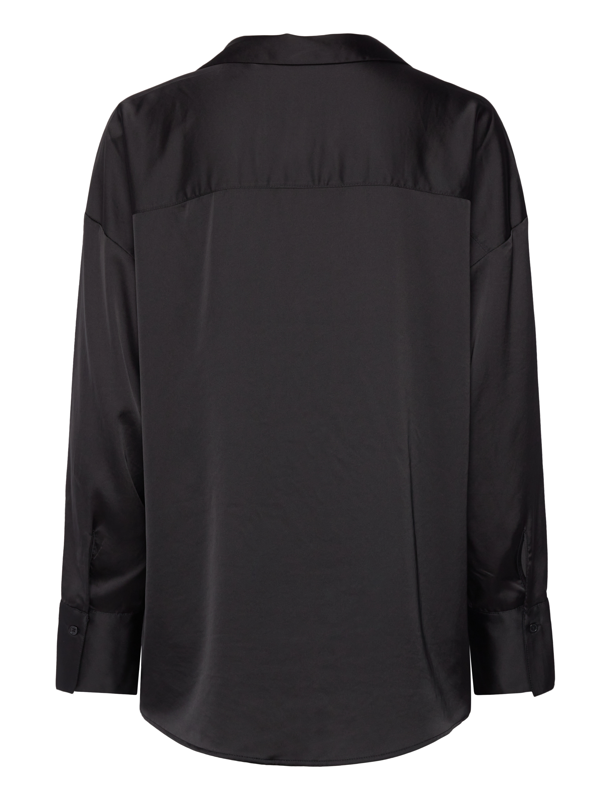 Monki - Tiedetail relaxed satin shirt - langærmede skjorter - black - 1