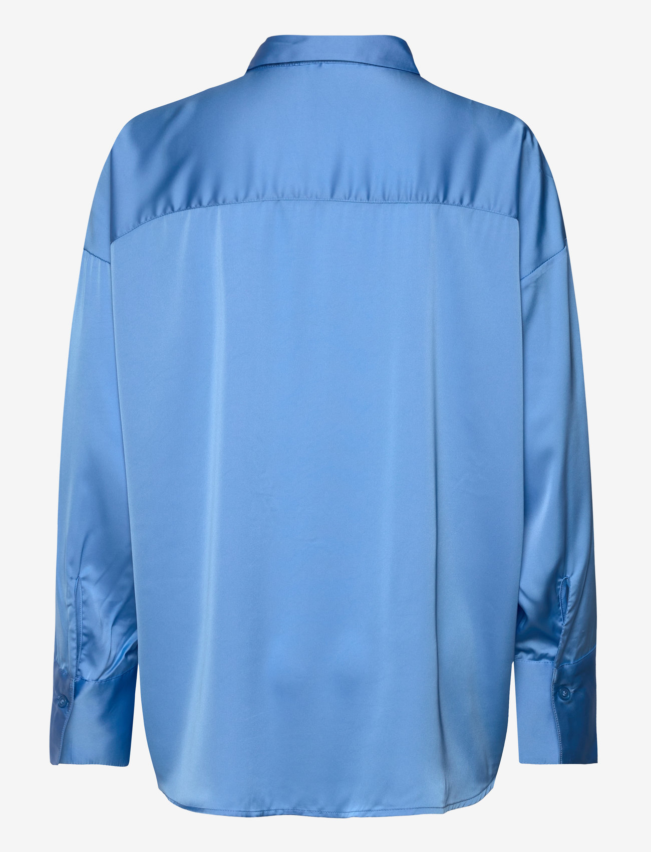 Monki - Tiedetail relaxed satin shirt - long-sleeved shirts - light blue - 1