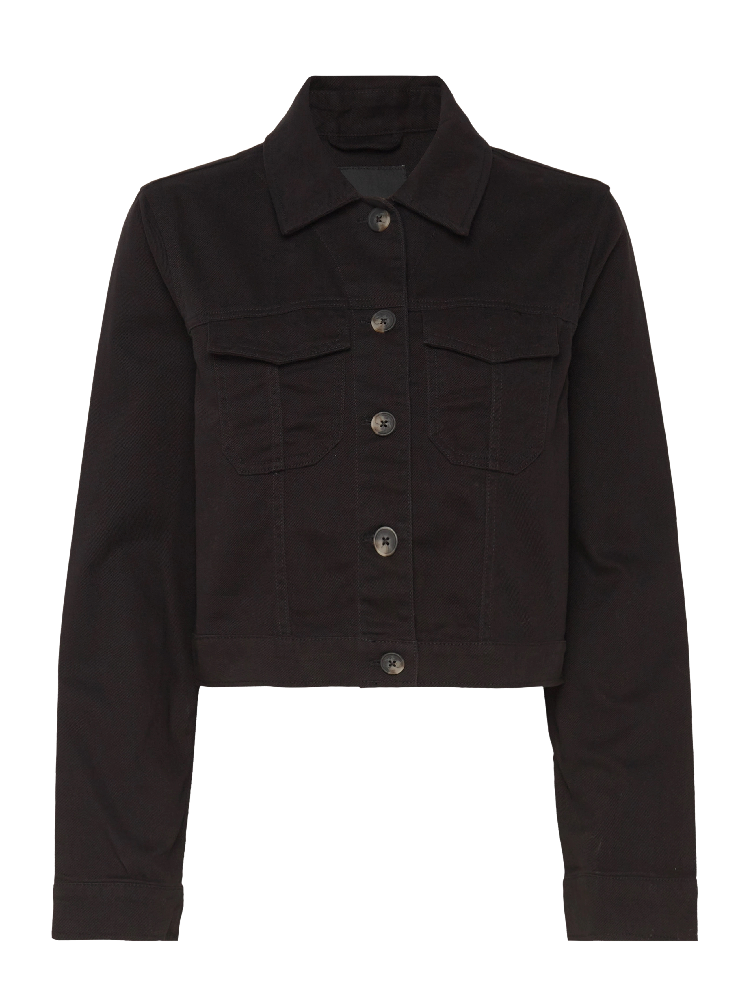 Monki Cropped Twill Jacket - Transitional Layering - BLACK / black