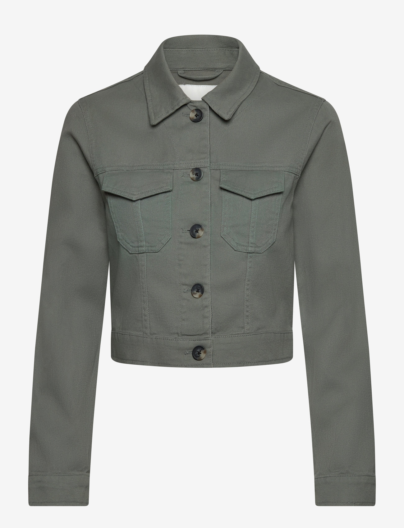 Monki - Cropped Twill Jacket - vårjackor - green - 0