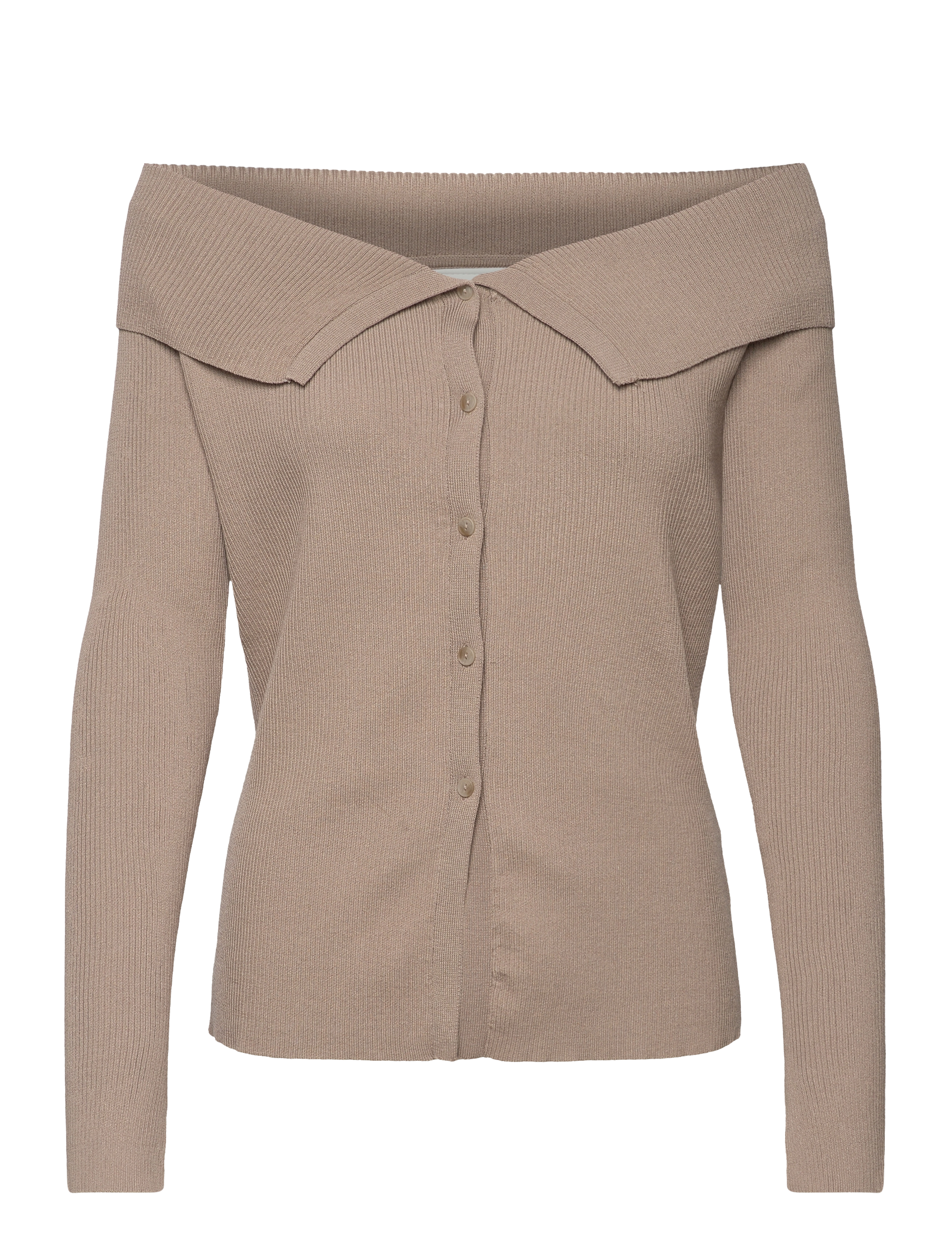 Monki Off Shoulder Knitted Cardigan - Cardigans - BEIGE / beige