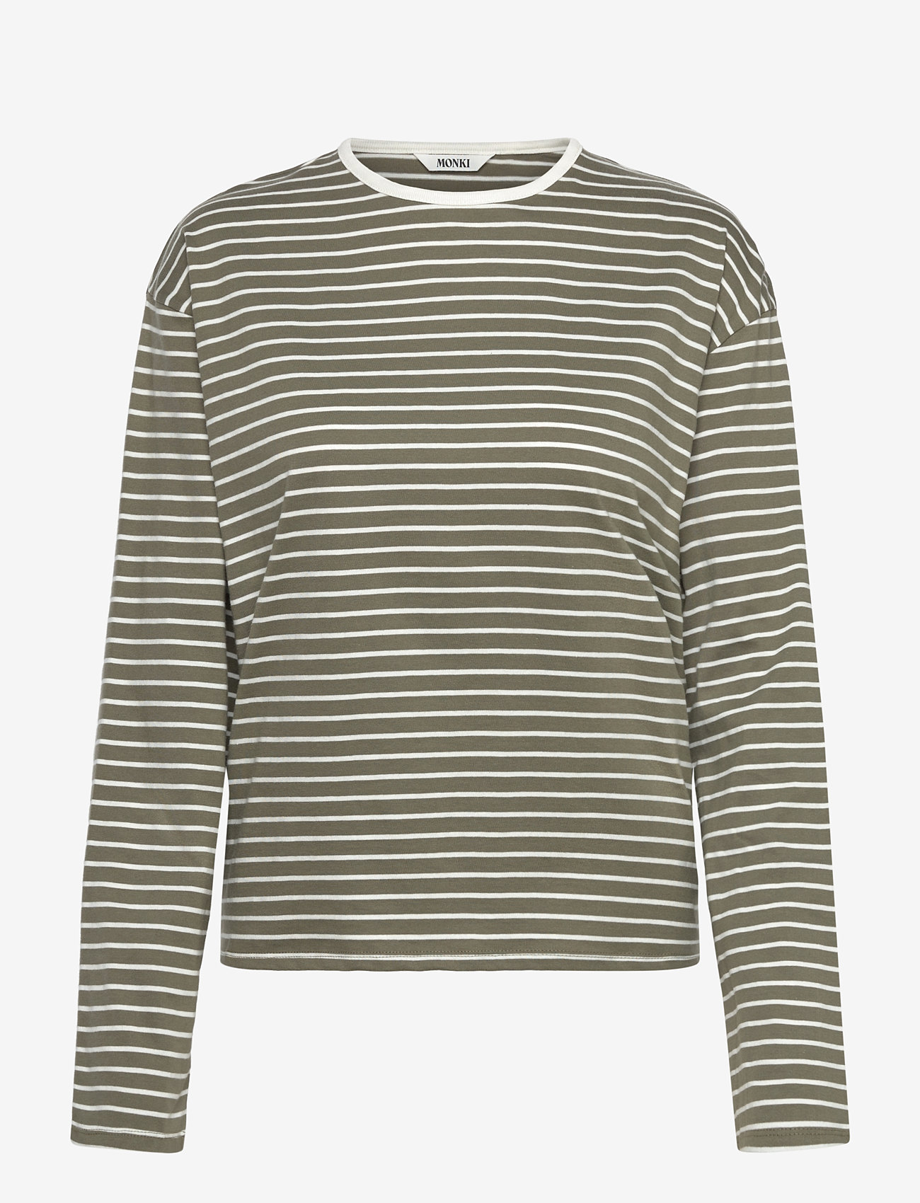 Monki - Boxy Sleeve T-Shirt - pikkade varrukatega alussärgid - khaki green medium dusty - 0
