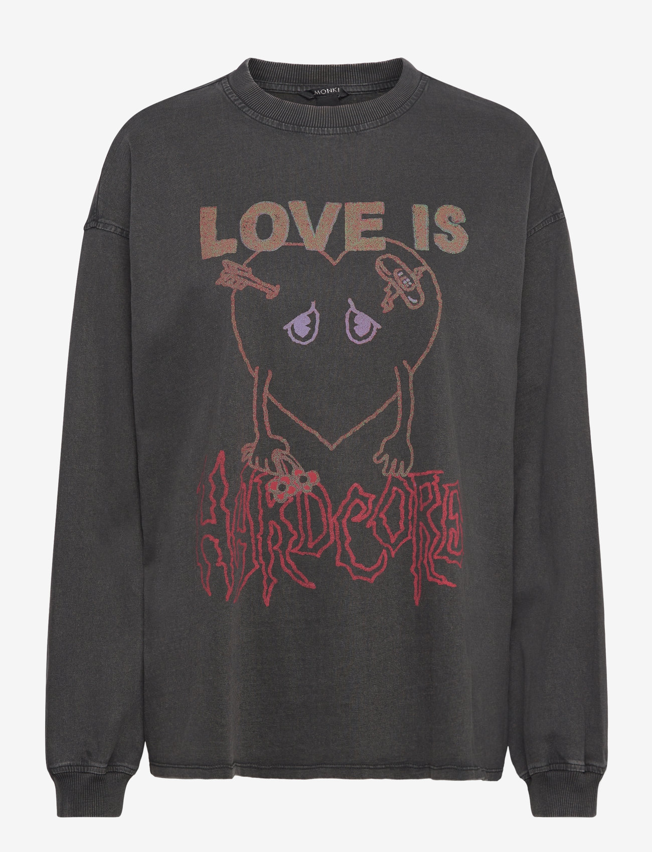 Monki - Oversized Long Sleeve T-shirt - vinsældir í tísku - black dark - 0