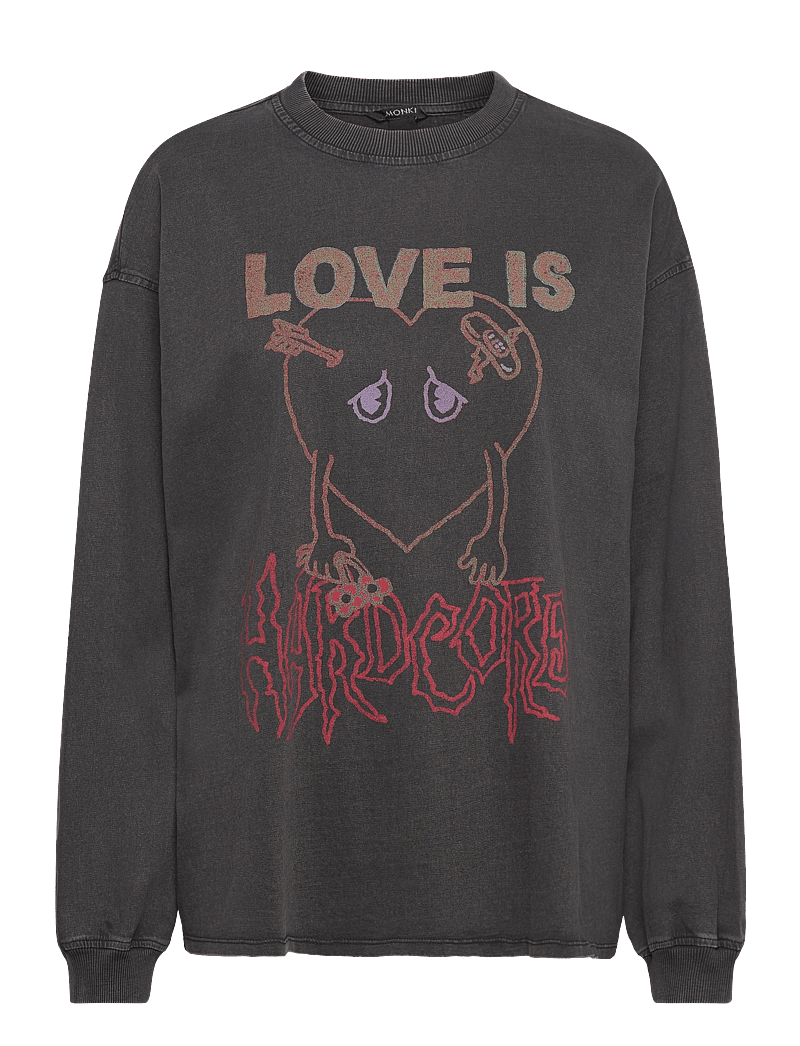 Monki - Oversized Long Sleeve T-shirt - fashion trends - black dark - 0