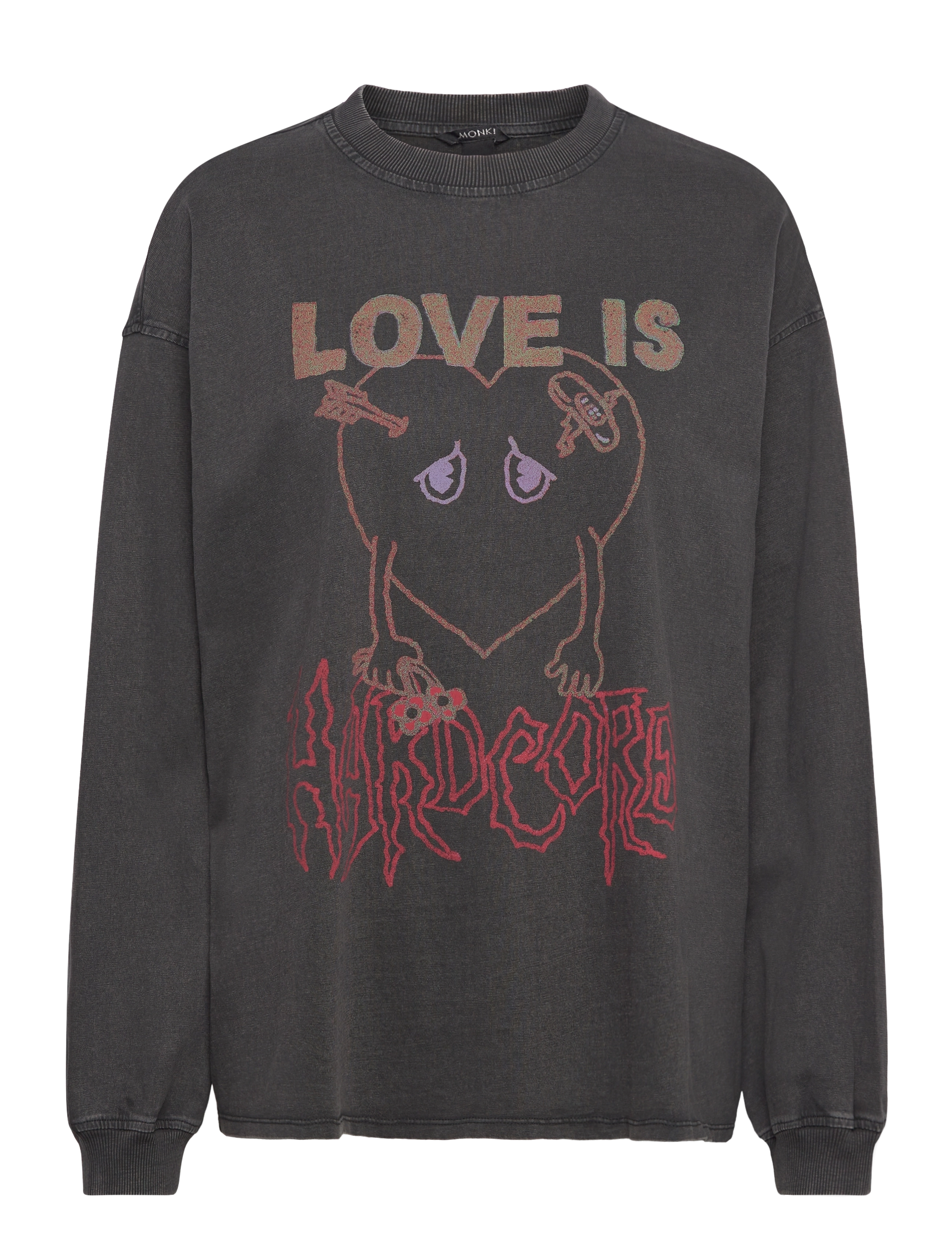 Monki Oversized Long Sleeve T-shirt - Sweatshirts - BLACK DARK / black