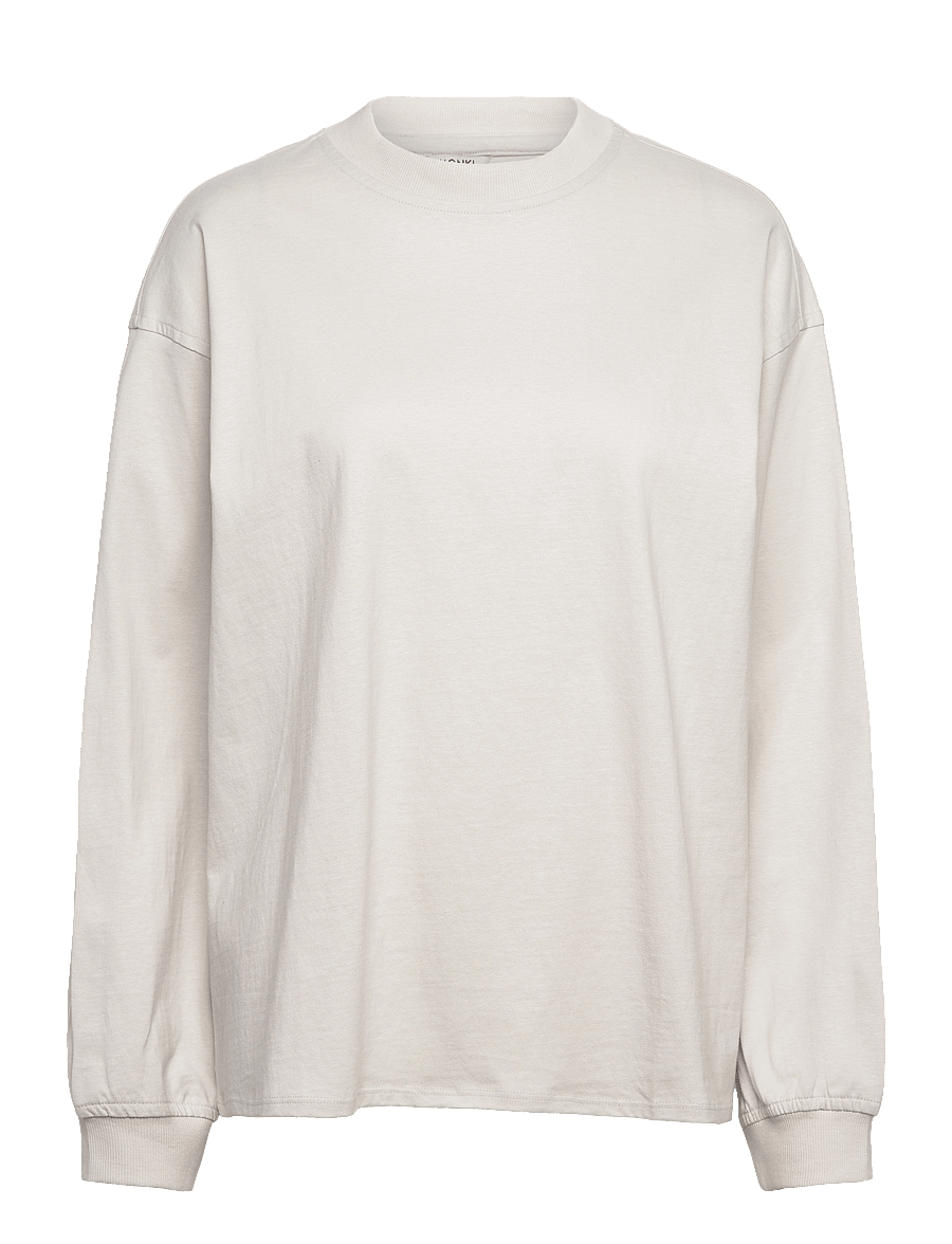 Monki - Oversized Long Sleeve T-shirt - sweatshirts - grey dusty light - 0