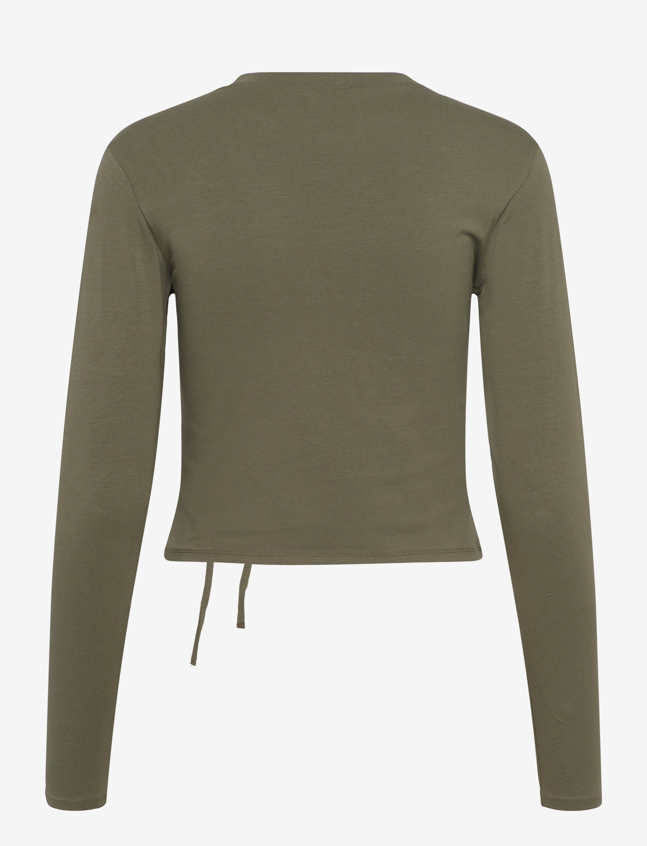 Monki - Long sleeve tie top - long-sleeved tops - khaki green medium dusty - 1