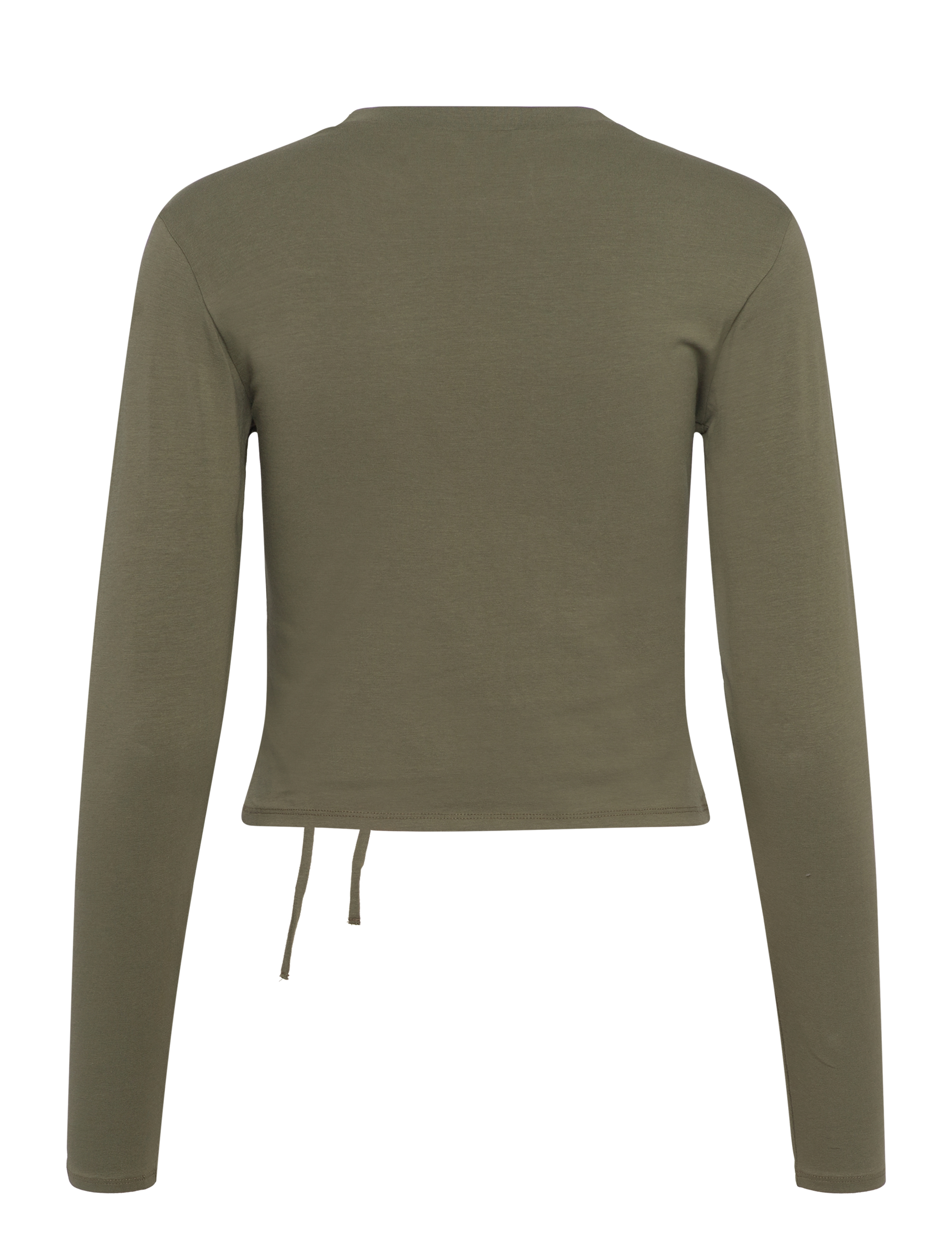 Monki - Long sleeve tie top - langärmlige tops - khaki green medium dusty - 1