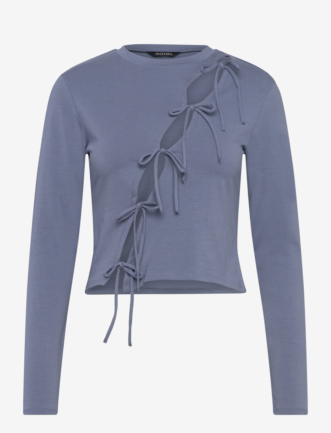 Monki - Long sleeve tie top - langærmede toppe - blue medium dusty - 0
