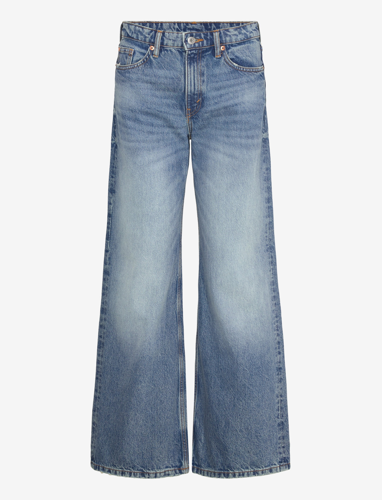 Monki - Paz Mid Wide Jeans - hosen mit weitem bein - blue medium dusty - 0