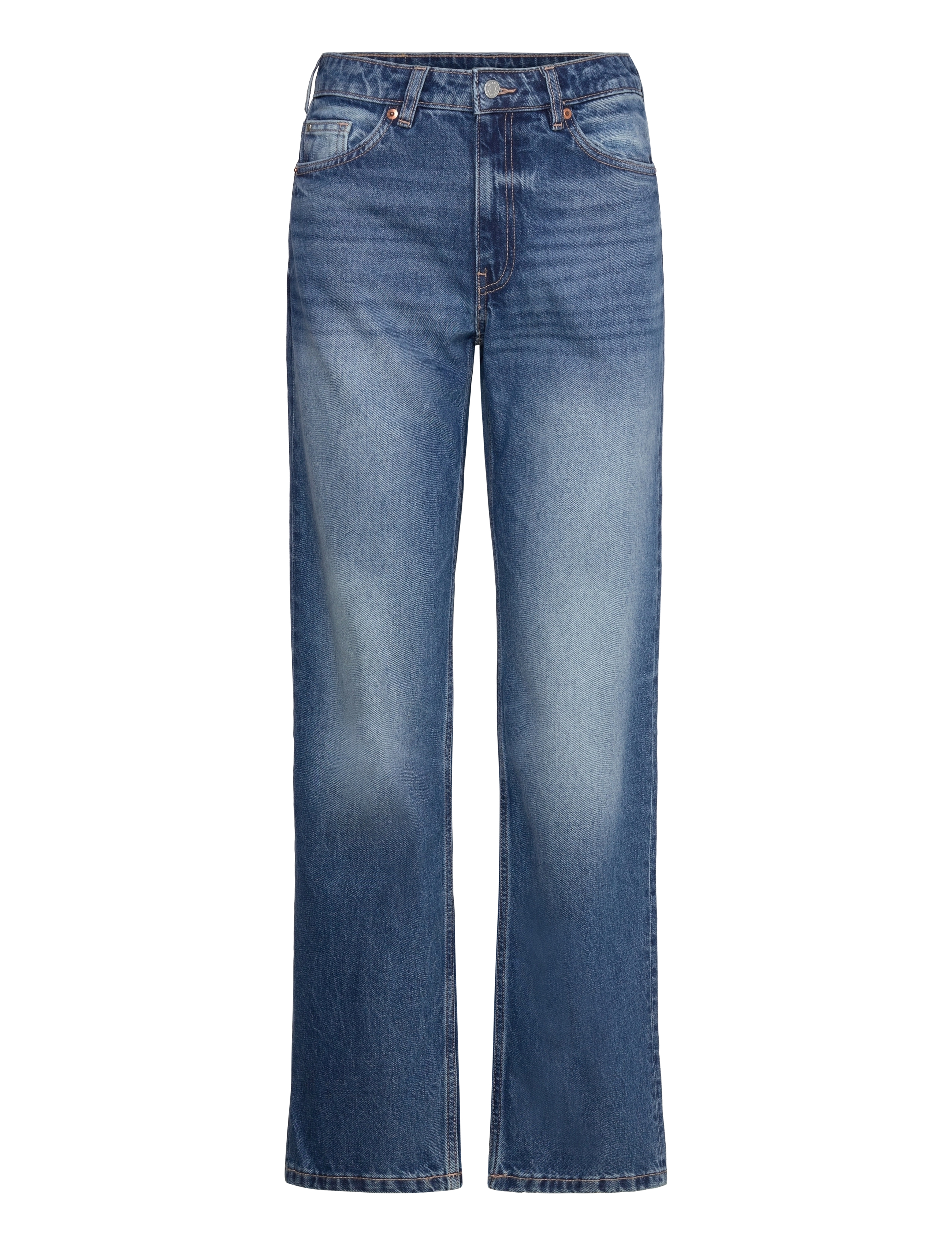 Monki Aimo Mid Straight Jeans - Transitional Layering - BLUE MEDIUM DUSTY / blue