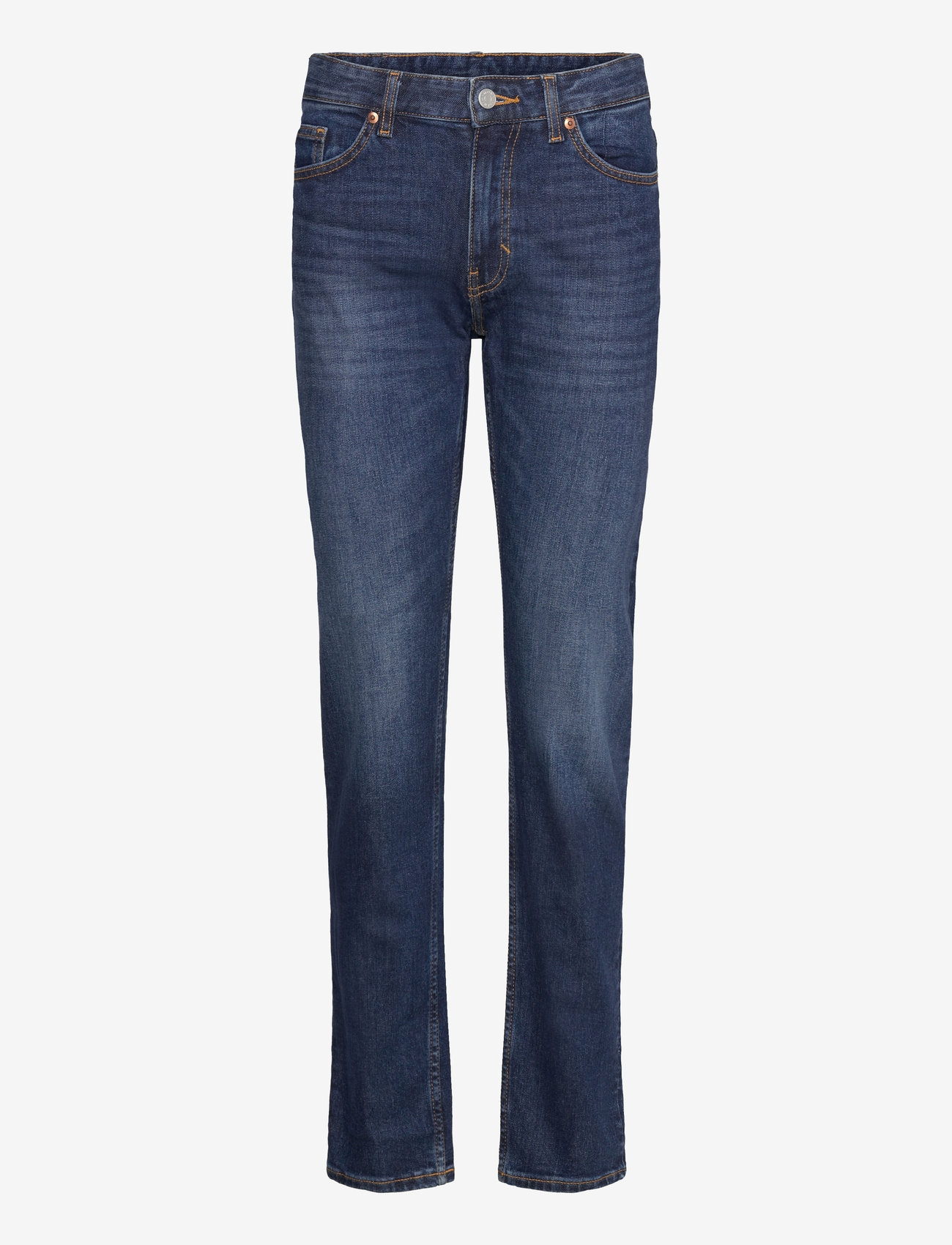 Monki - Ako Mid Slim Tapered Jeans - kitsad teksad - blue - 0