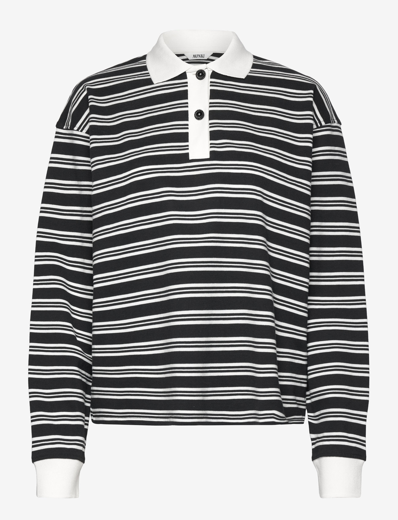 Monki - Long Sleeve Rugby Polo Top - koszulki polo - black dark - 0