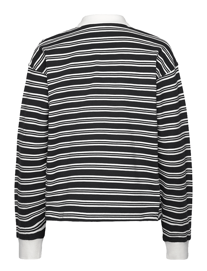 Monki - Long Sleeve Rugby Polo Top - poloshirts - black dark - 1